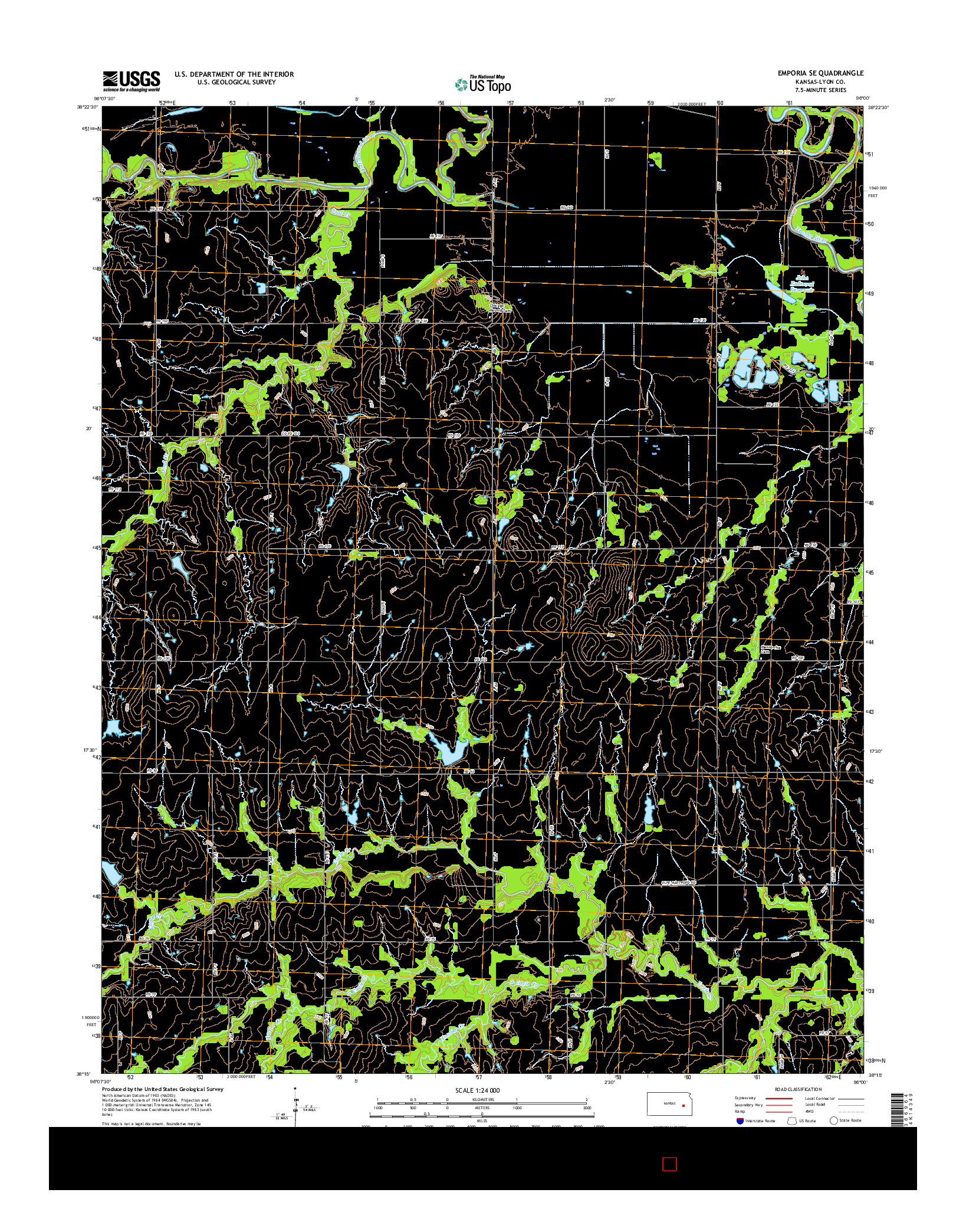 USGS US TOPO 7.5-MINUTE MAP FOR EMPORIA SE, KS 2015