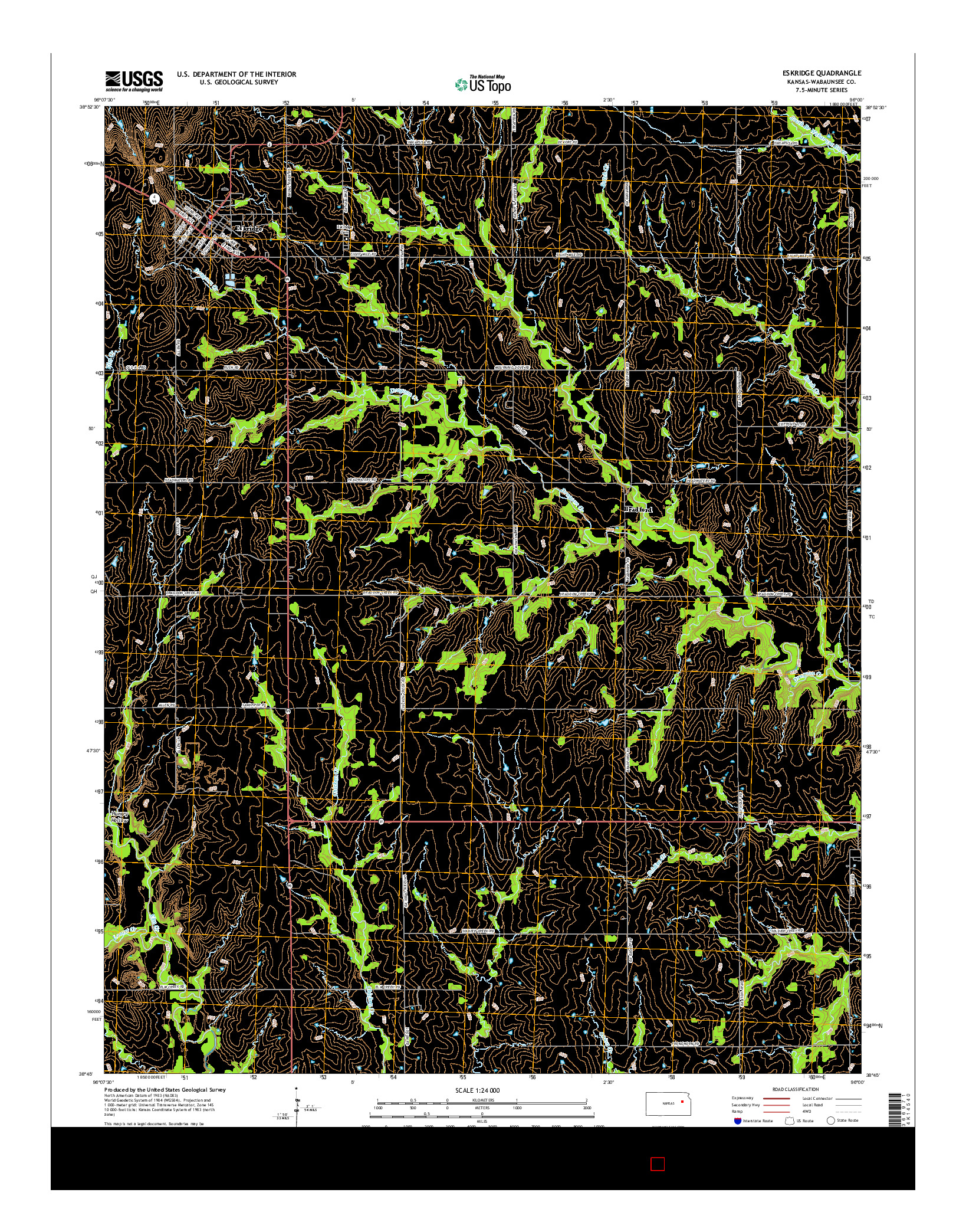 USGS US TOPO 7.5-MINUTE MAP FOR ESKRIDGE, KS 2015