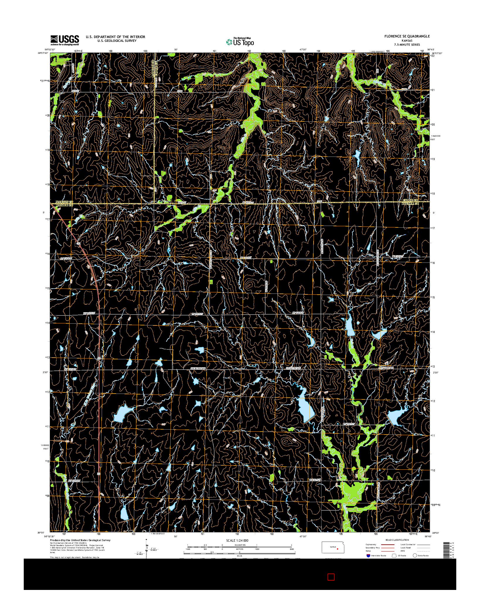USGS US TOPO 7.5-MINUTE MAP FOR FLORENCE SE, KS 2015