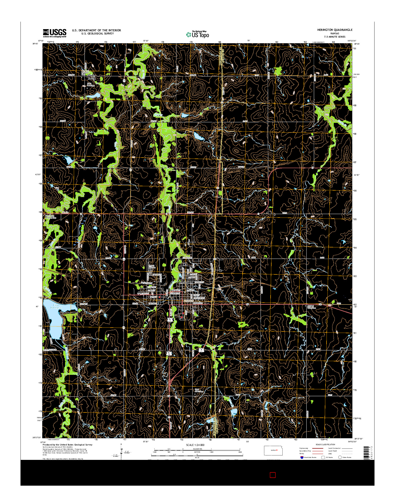USGS US TOPO 7.5-MINUTE MAP FOR HERINGTON, KS 2015