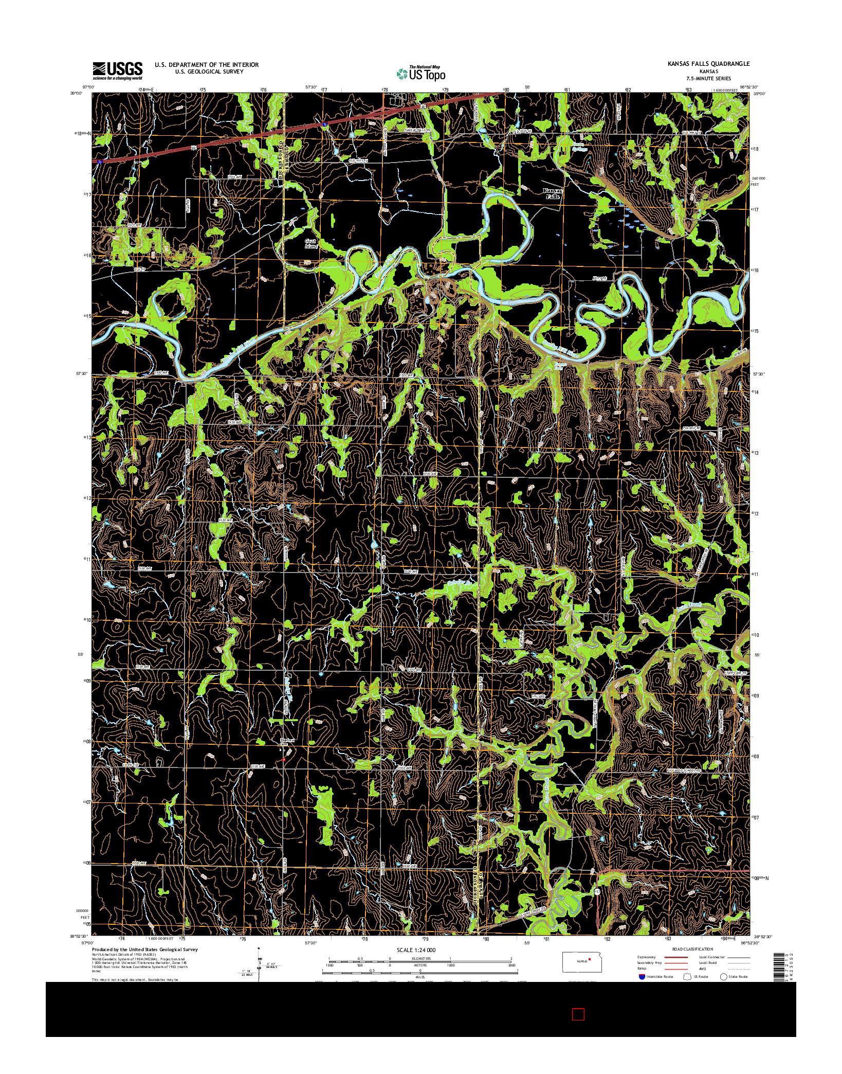 USGS US TOPO 7.5-MINUTE MAP FOR KANSAS FALLS, KS 2015