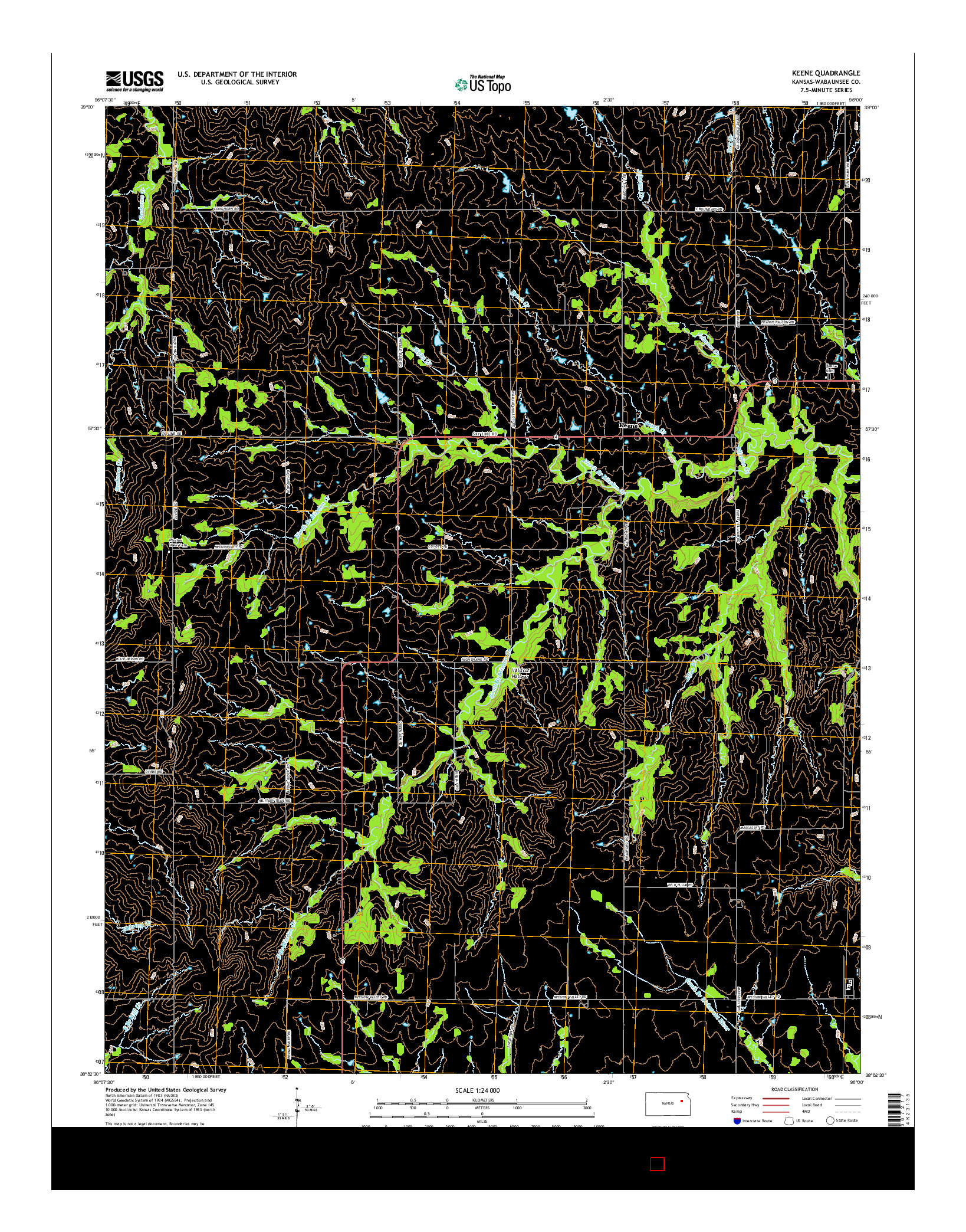 USGS US TOPO 7.5-MINUTE MAP FOR KEENE, KS 2015
