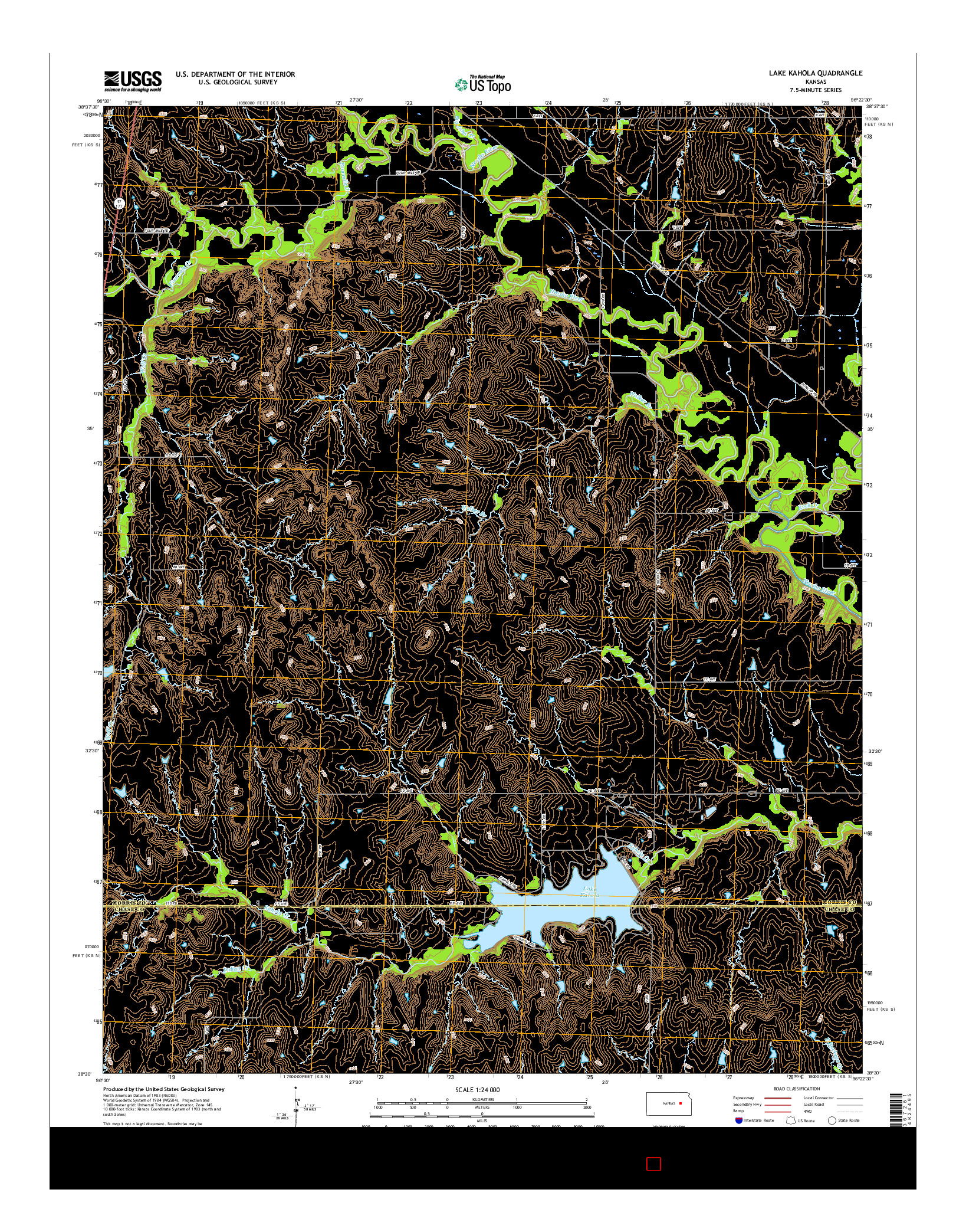 USGS US TOPO 7.5-MINUTE MAP FOR LAKE KAHOLA, KS 2015