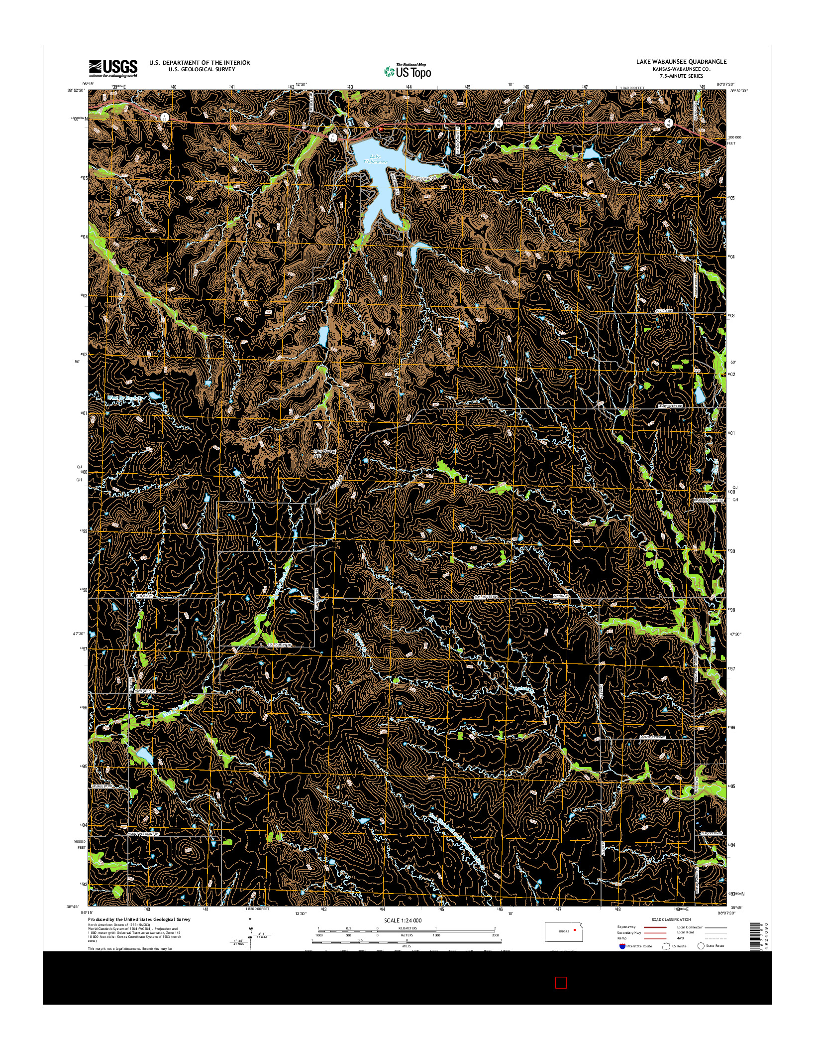 USGS US TOPO 7.5-MINUTE MAP FOR LAKE WABAUNSEE, KS 2015