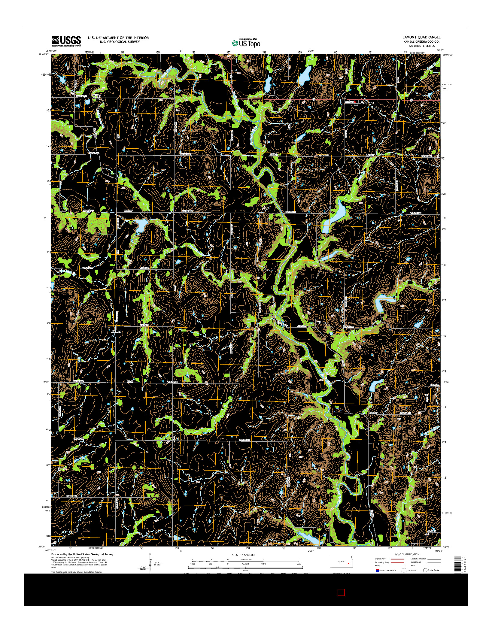 USGS US TOPO 7.5-MINUTE MAP FOR LAMONT, KS 2015