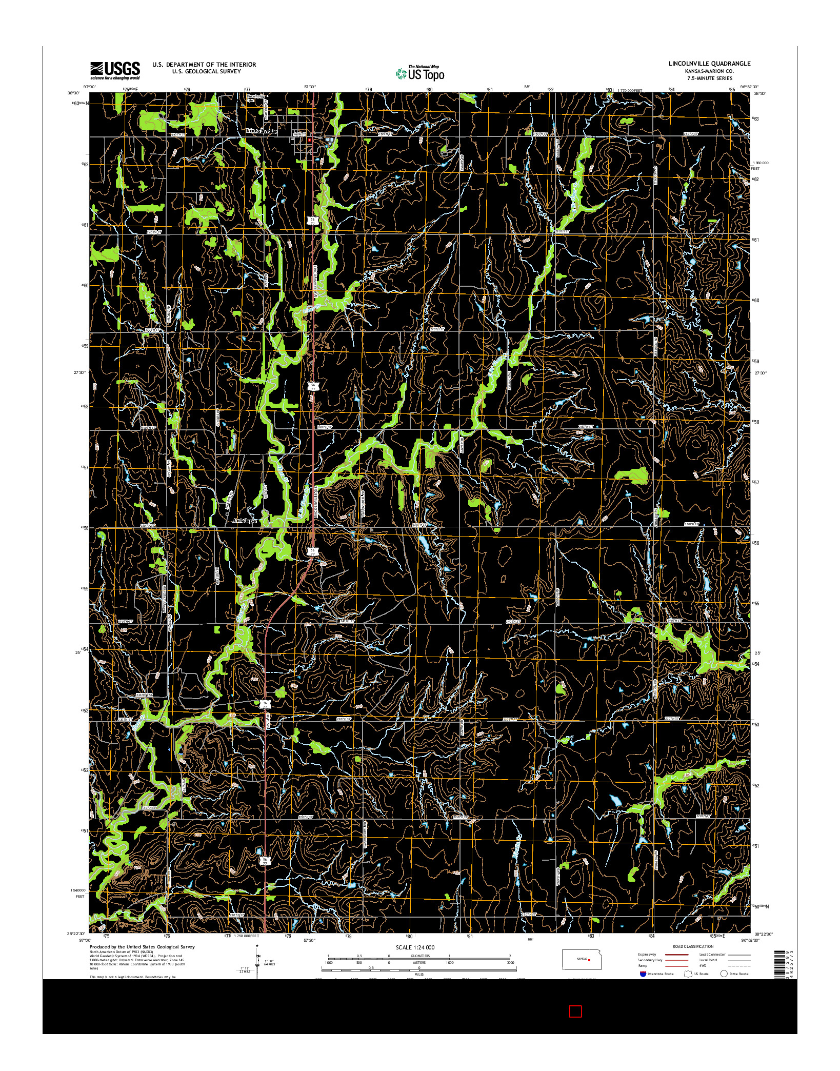 USGS US TOPO 7.5-MINUTE MAP FOR LINCOLNVILLE, KS 2015