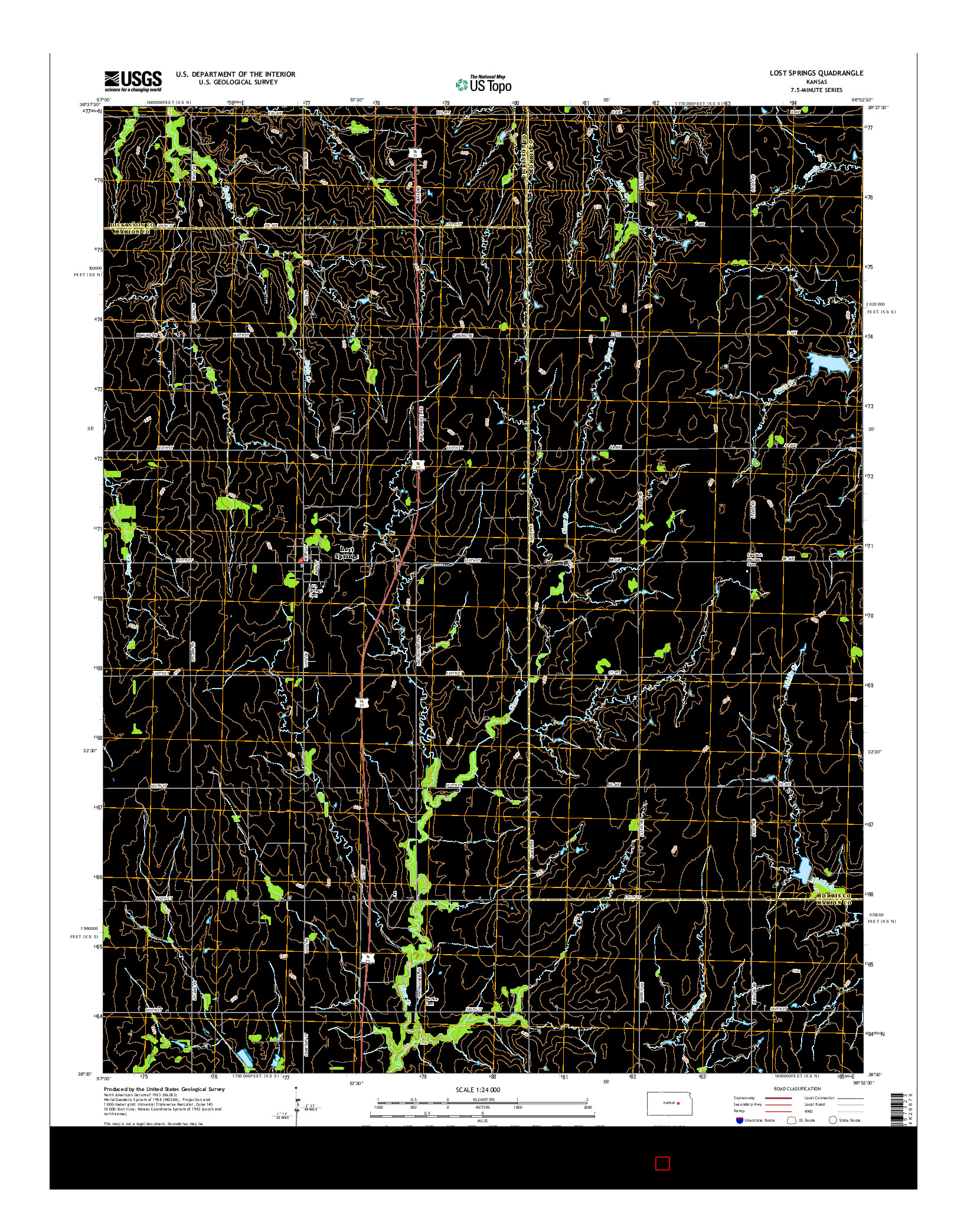 USGS US TOPO 7.5-MINUTE MAP FOR LOST SPRINGS, KS 2015