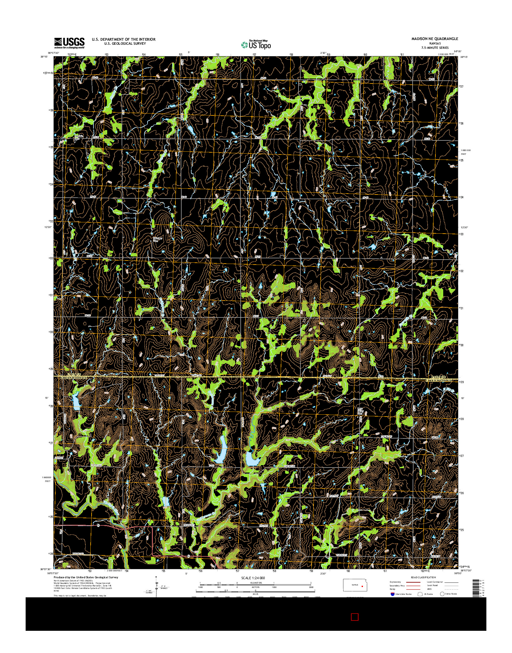 USGS US TOPO 7.5-MINUTE MAP FOR MADISON NE, KS 2015
