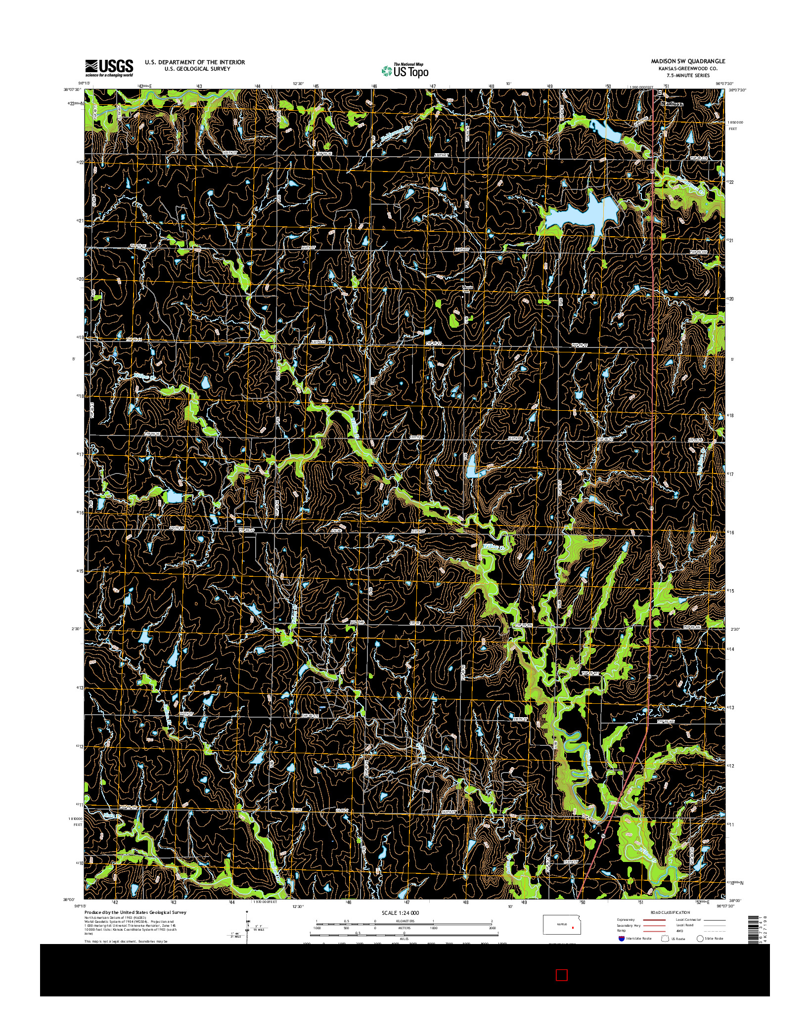 USGS US TOPO 7.5-MINUTE MAP FOR MADISON SW, KS 2015