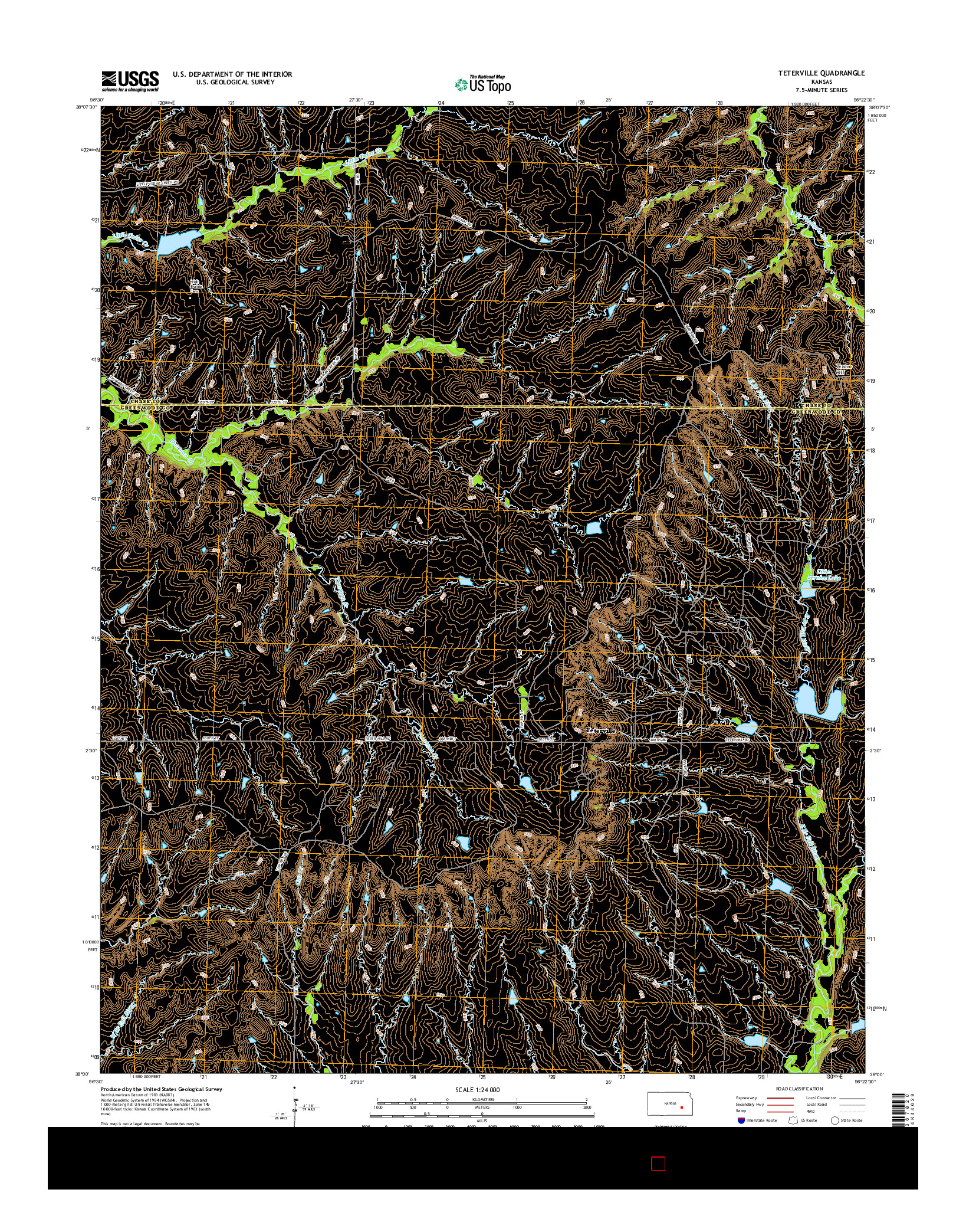 USGS US TOPO 7.5-MINUTE MAP FOR TETERVILLE, KS 2015