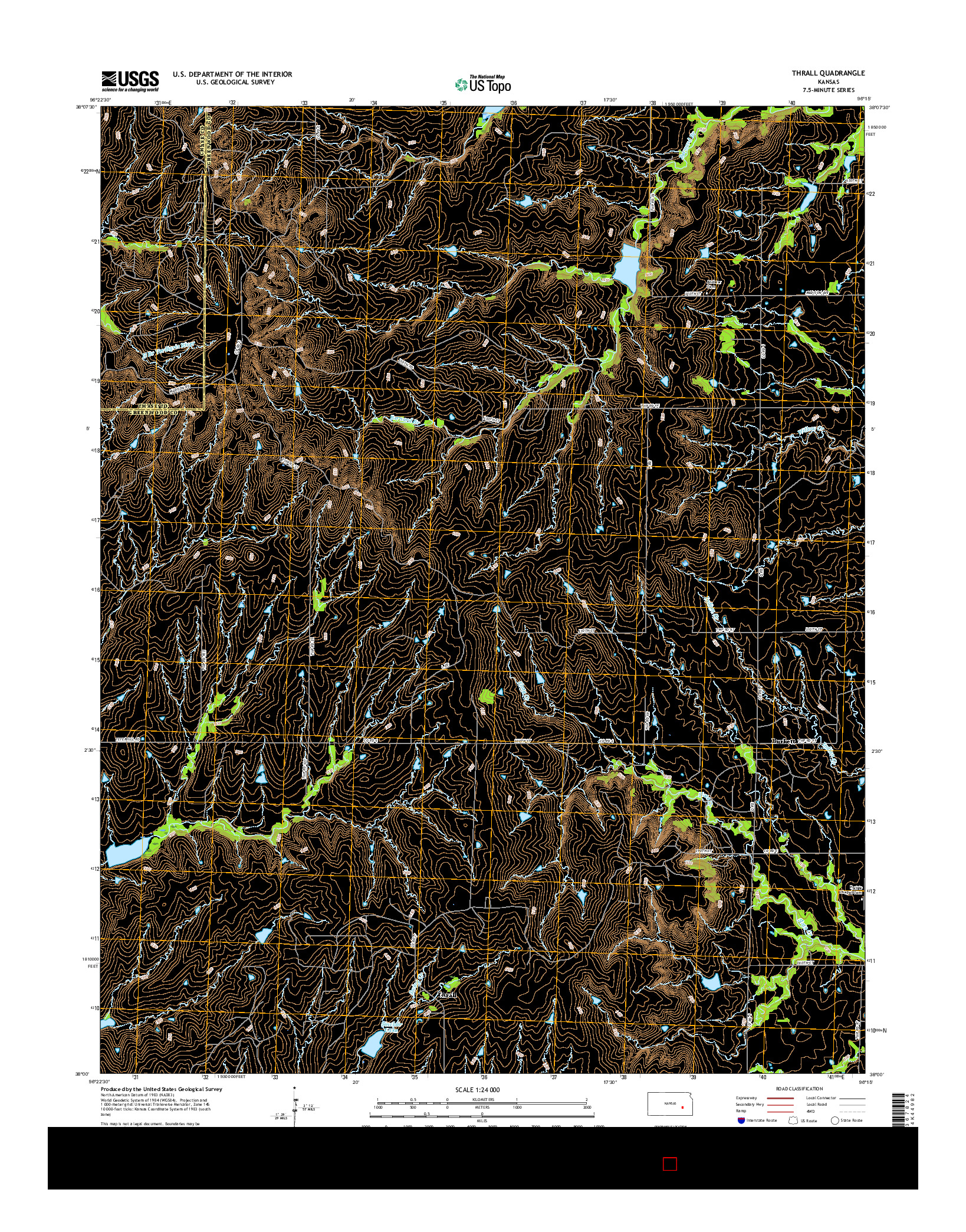 USGS US TOPO 7.5-MINUTE MAP FOR THRALL, KS 2015
