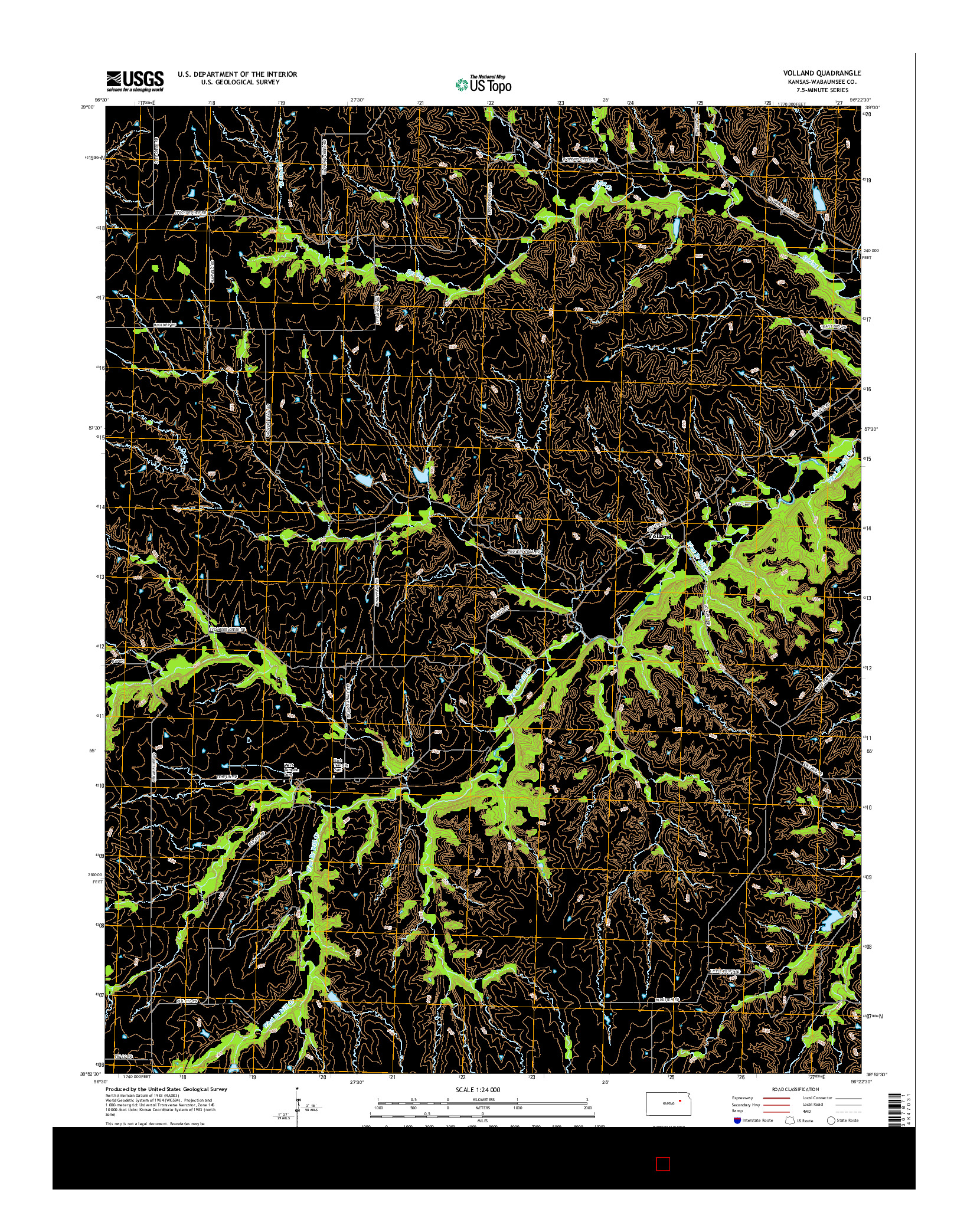 USGS US TOPO 7.5-MINUTE MAP FOR VOLLAND, KS 2015