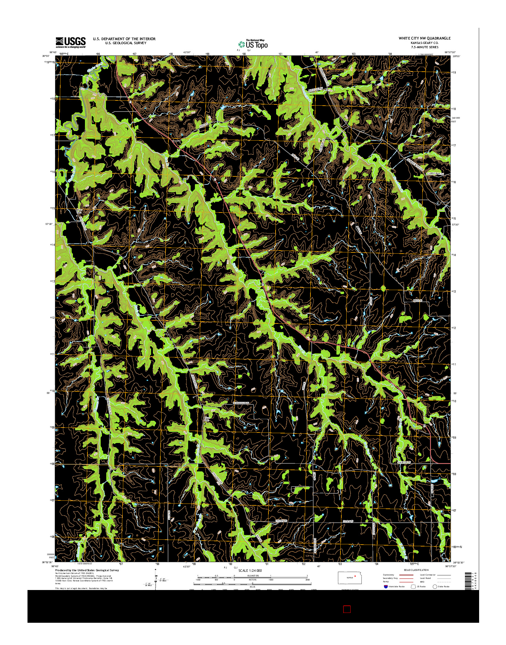 USGS US TOPO 7.5-MINUTE MAP FOR WHITE CITY NW, KS 2015