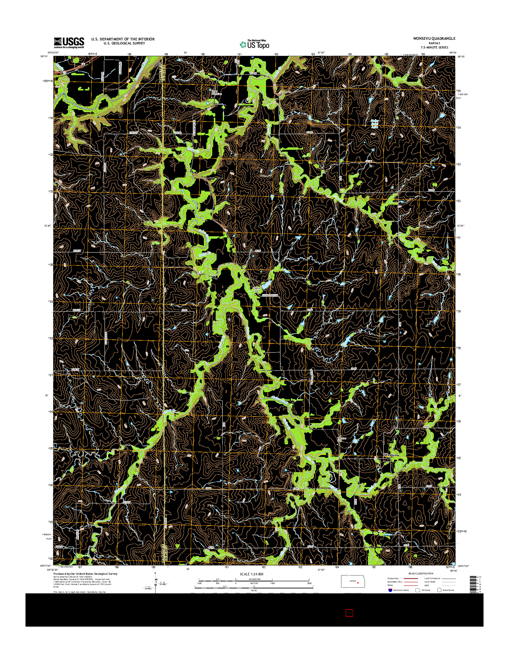 USGS US TOPO 7.5-MINUTE MAP FOR WONSEVU, KS 2015