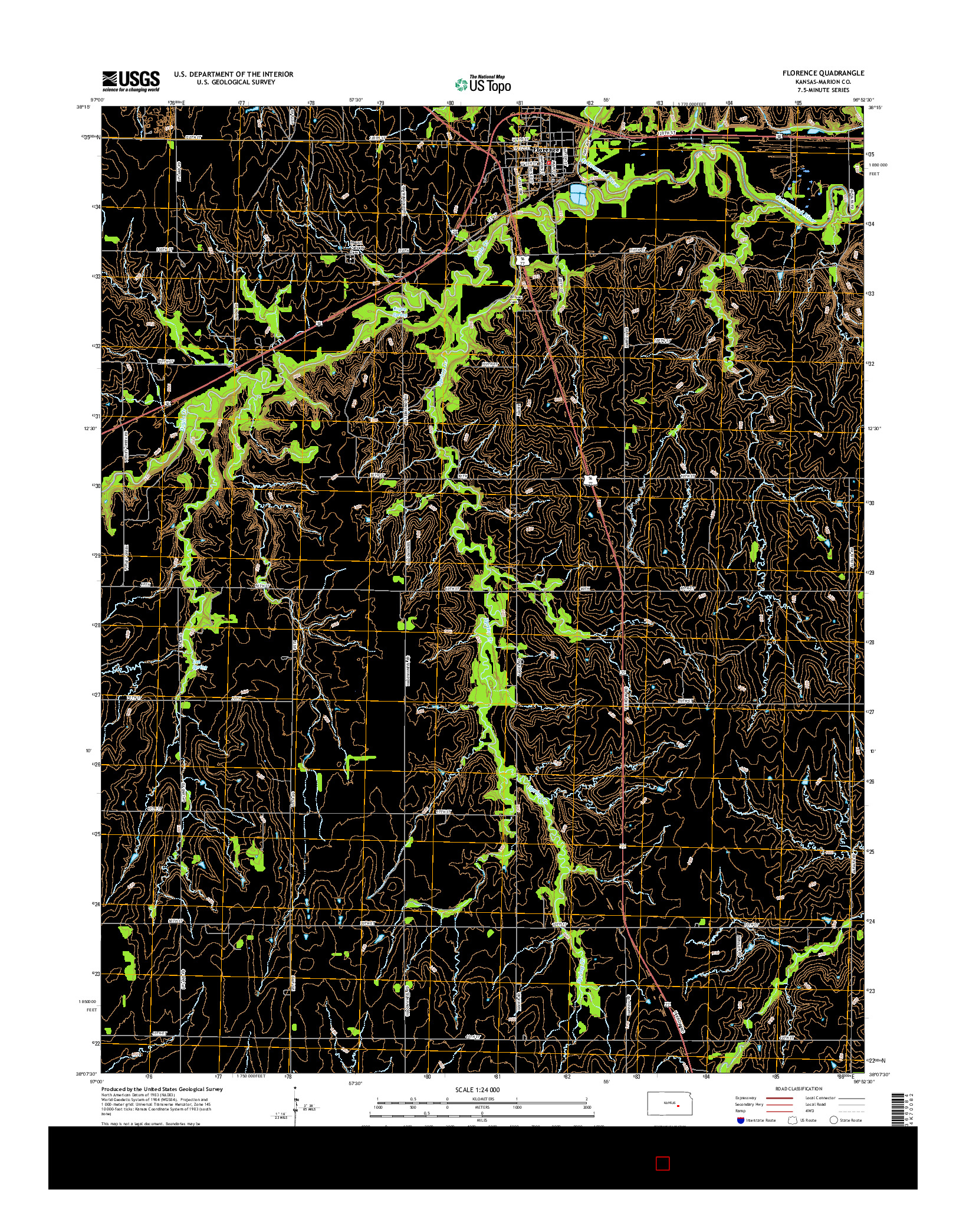 USGS US TOPO 7.5-MINUTE MAP FOR FLORENCE, KS 2015