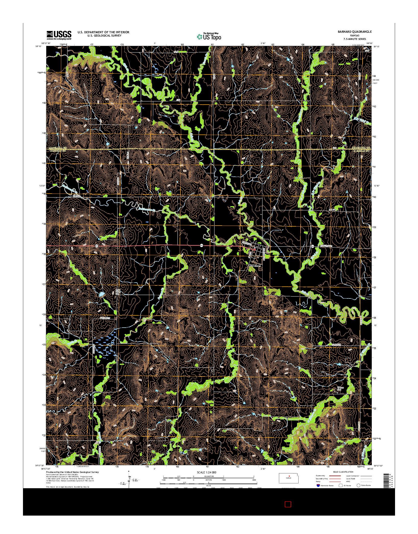 USGS US TOPO 7.5-MINUTE MAP FOR BARNARD, KS 2015