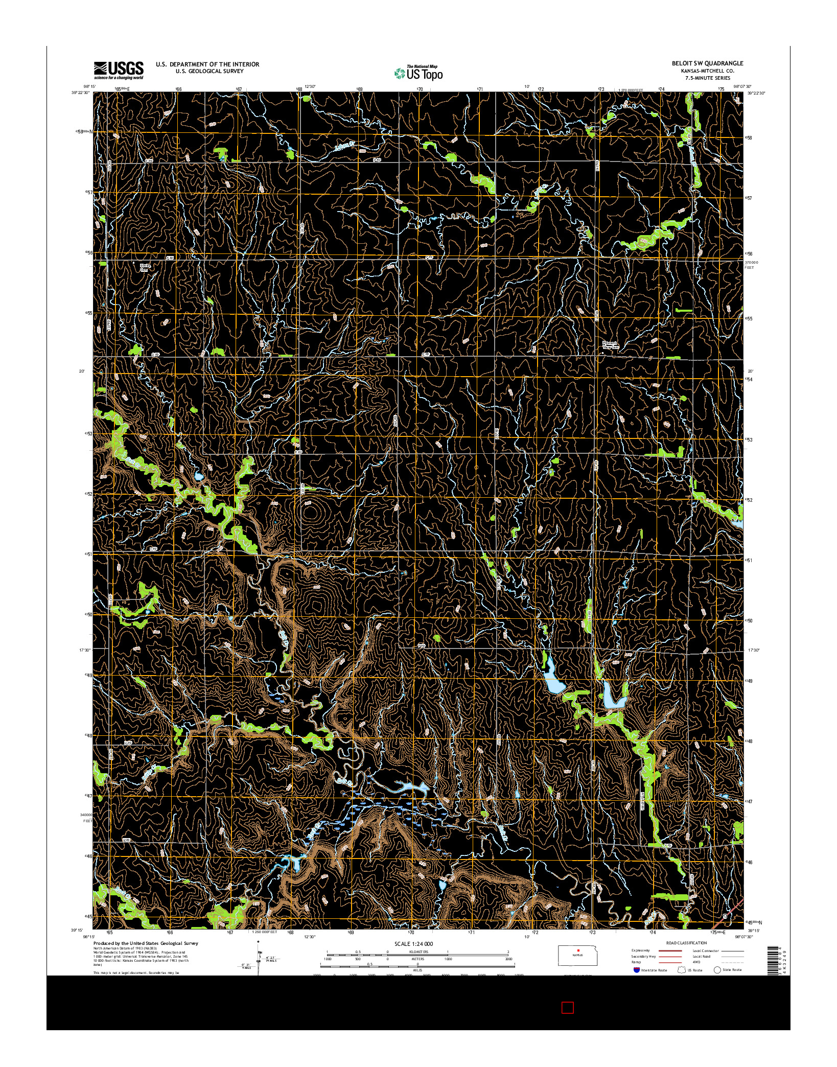 USGS US TOPO 7.5-MINUTE MAP FOR BELOIT SW, KS 2015
