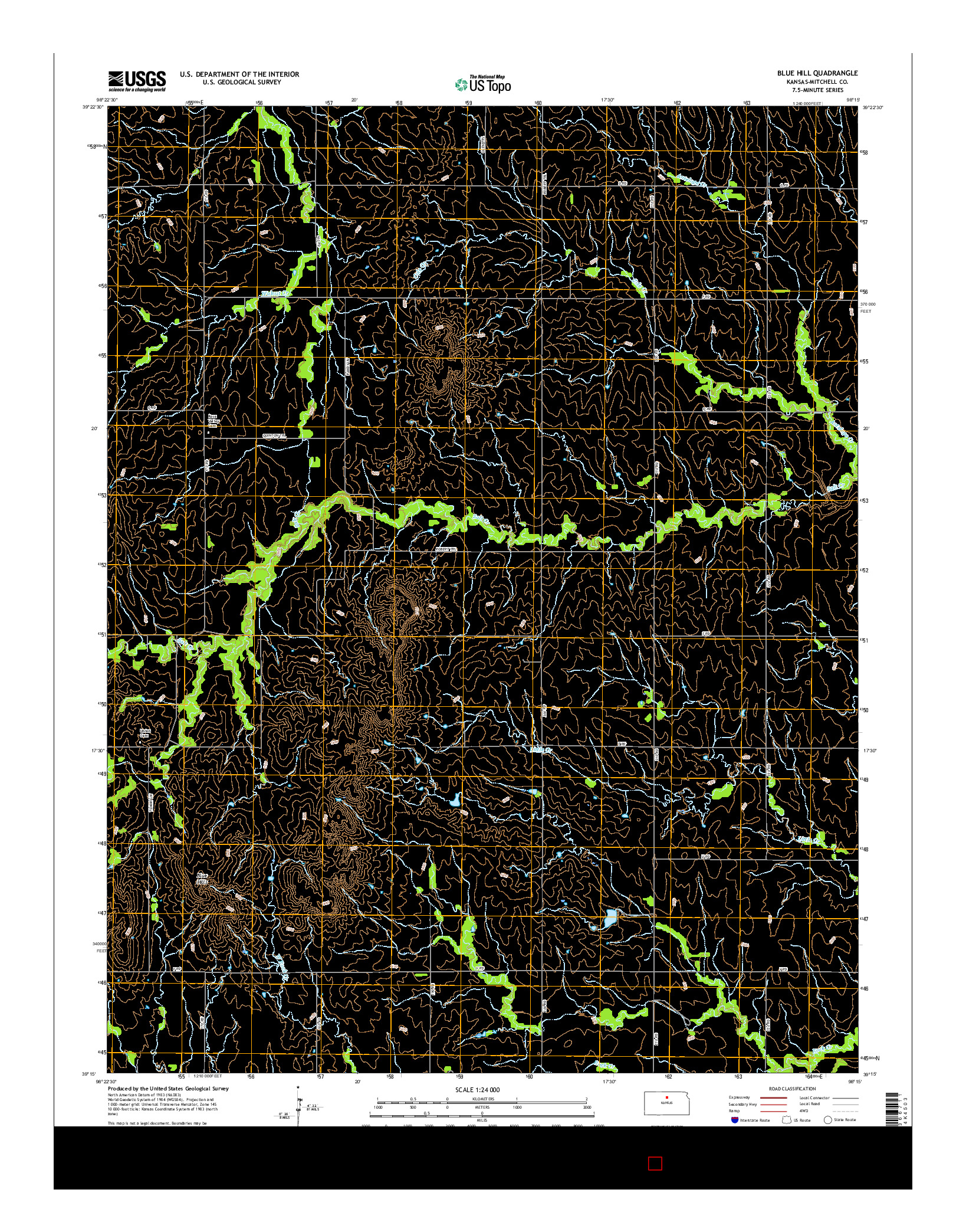USGS US TOPO 7.5-MINUTE MAP FOR BLUE HILL, KS 2015