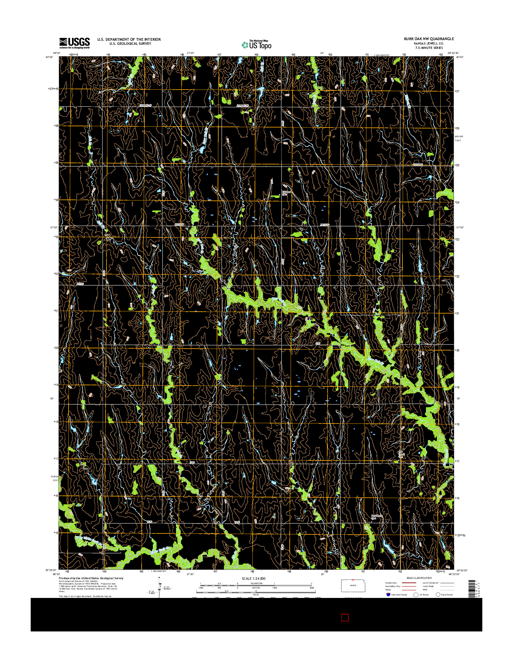 USGS US TOPO 7.5-MINUTE MAP FOR BURR OAK NW, KS 2015