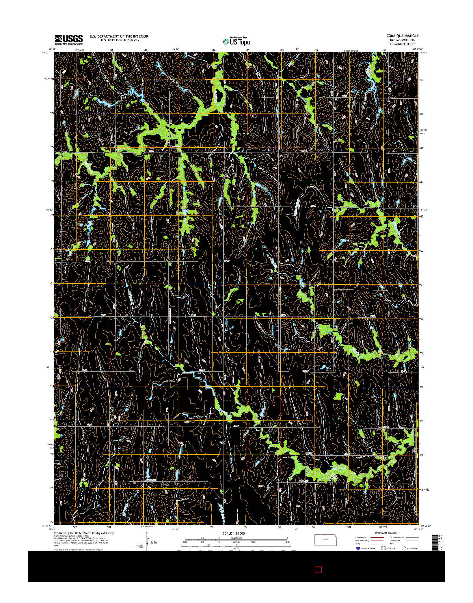 USGS US TOPO 7.5-MINUTE MAP FOR CORA, KS 2015