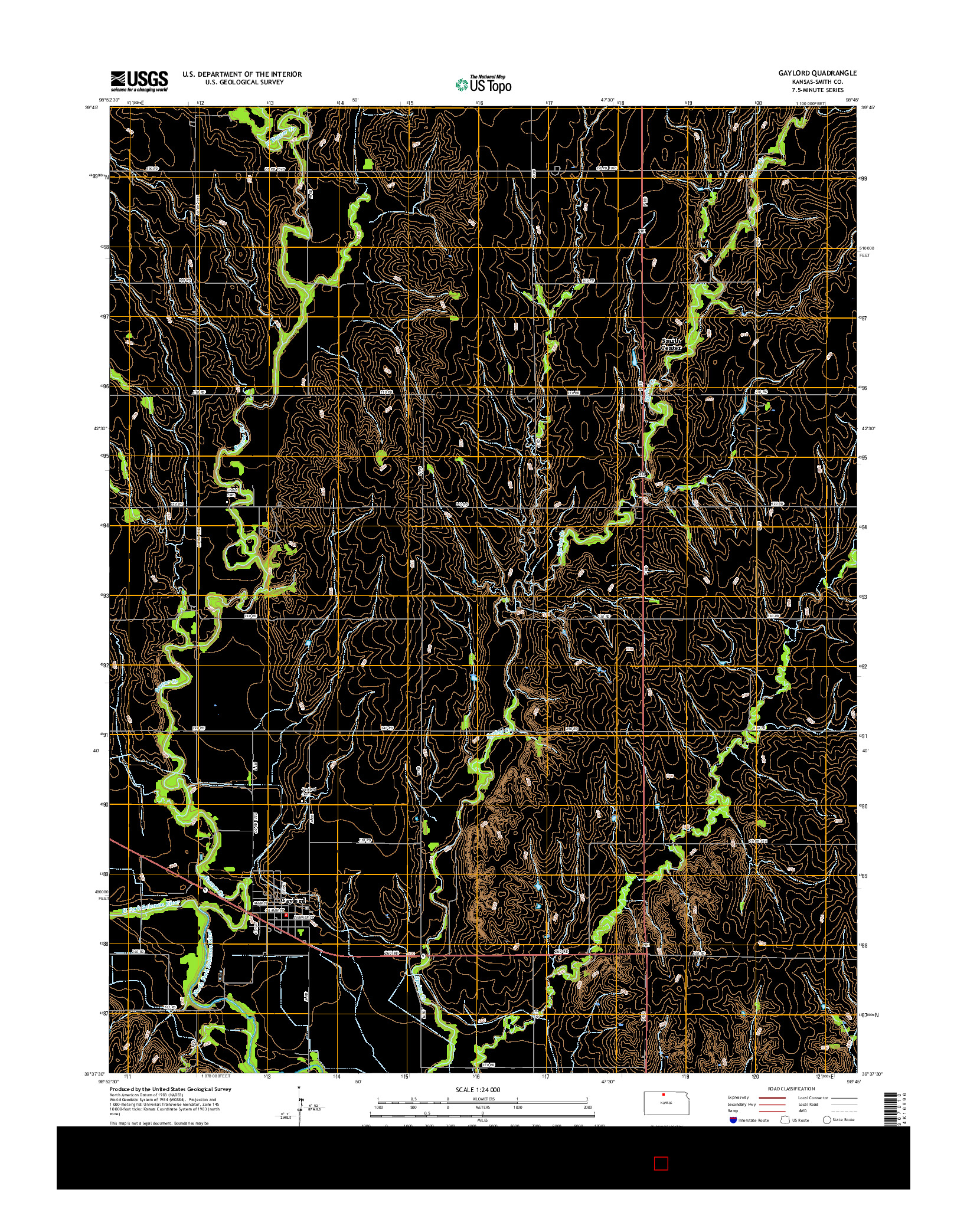 USGS US TOPO 7.5-MINUTE MAP FOR GAYLORD, KS 2015