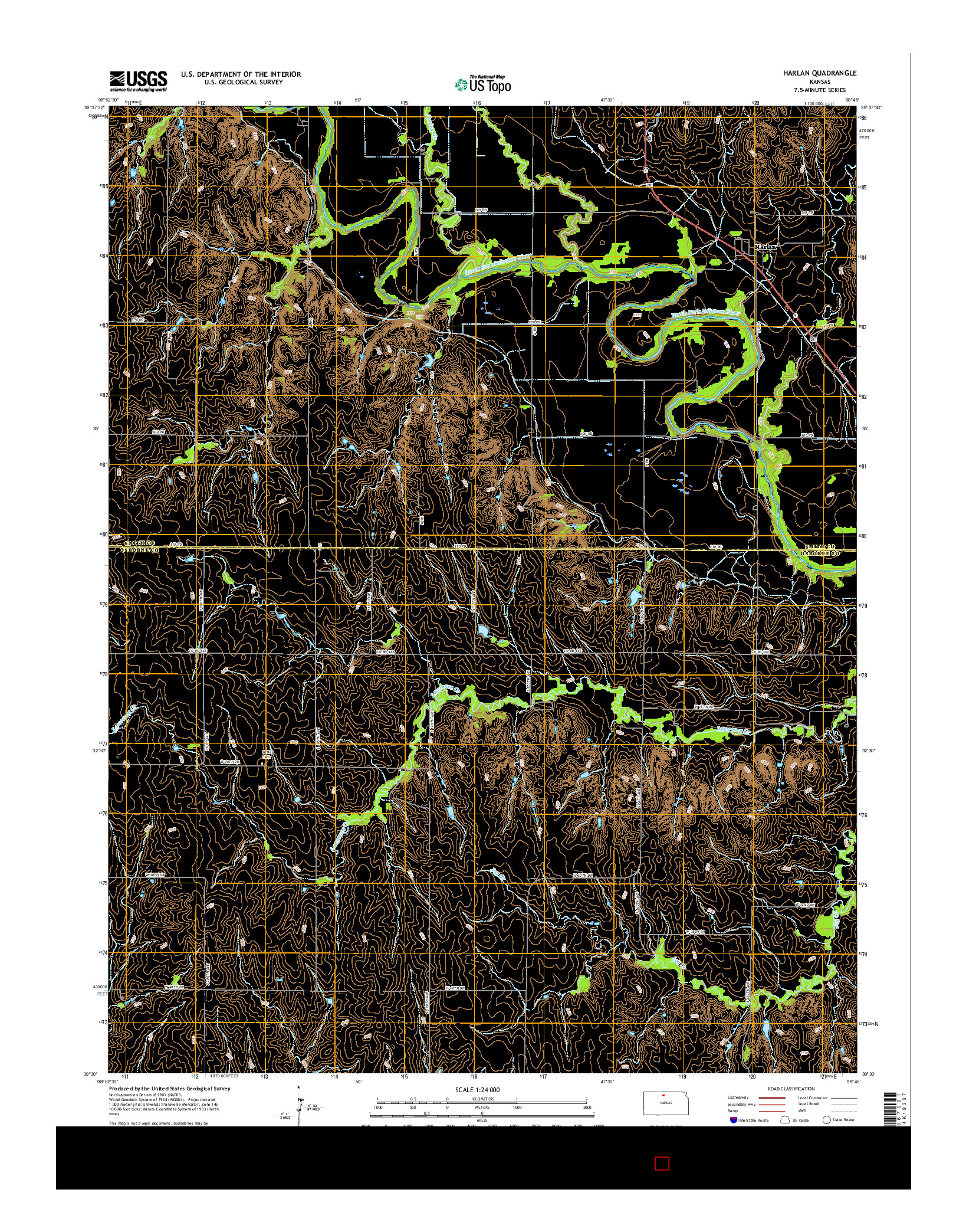USGS US TOPO 7.5-MINUTE MAP FOR HARLAN, KS 2015