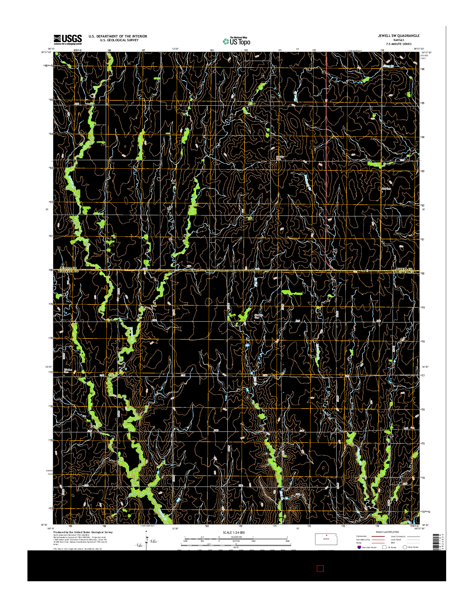 USGS US TOPO 7.5-MINUTE MAP FOR JEWELL SW, KS 2015