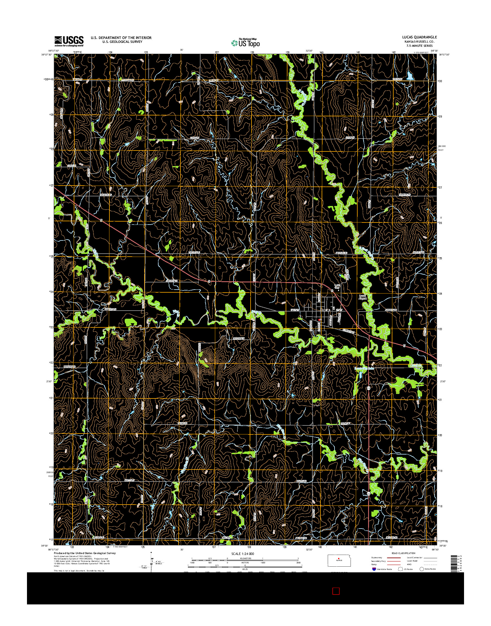 USGS US TOPO 7.5-MINUTE MAP FOR LUCAS, KS 2015
