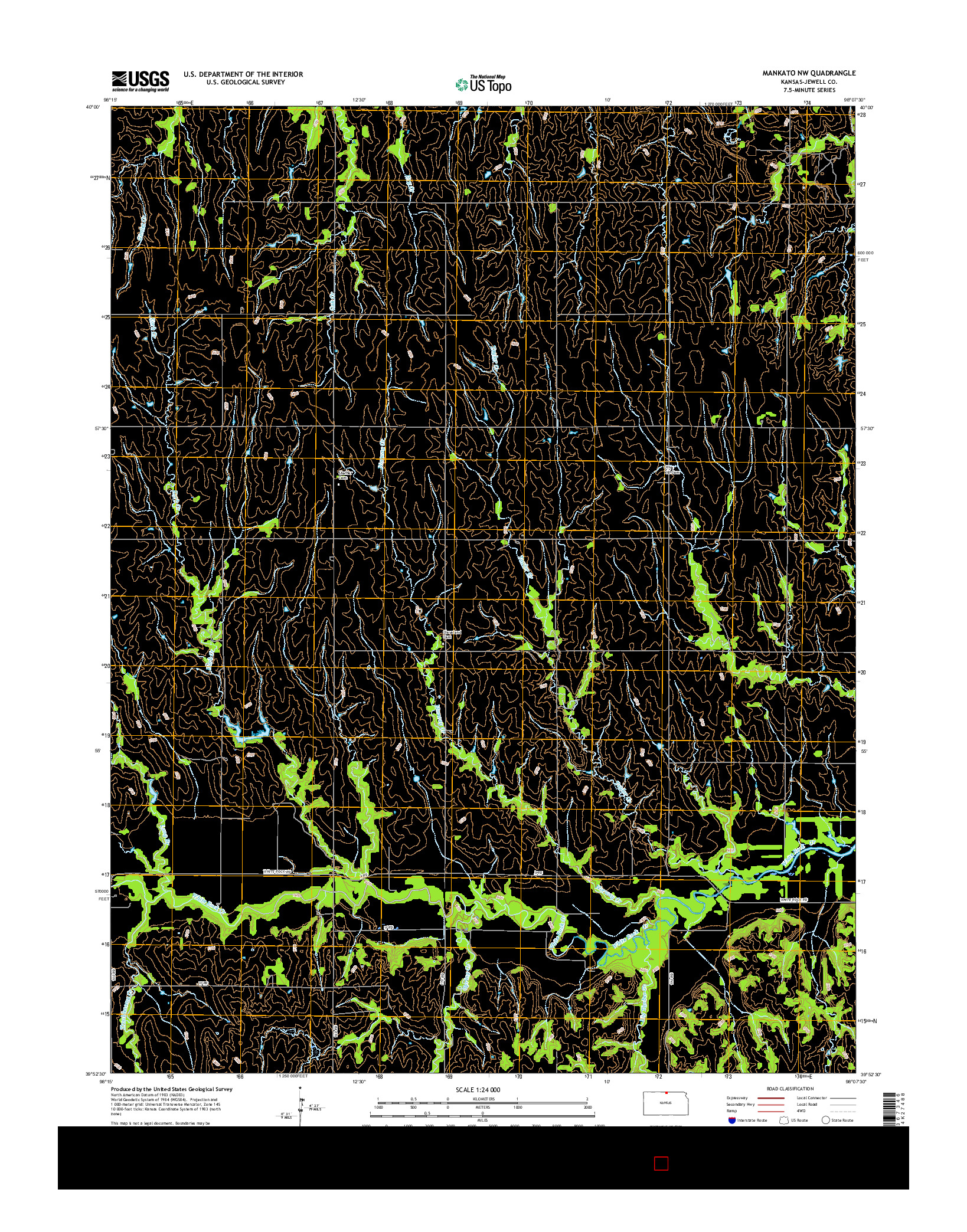 USGS US TOPO 7.5-MINUTE MAP FOR MANKATO NW, KS 2015