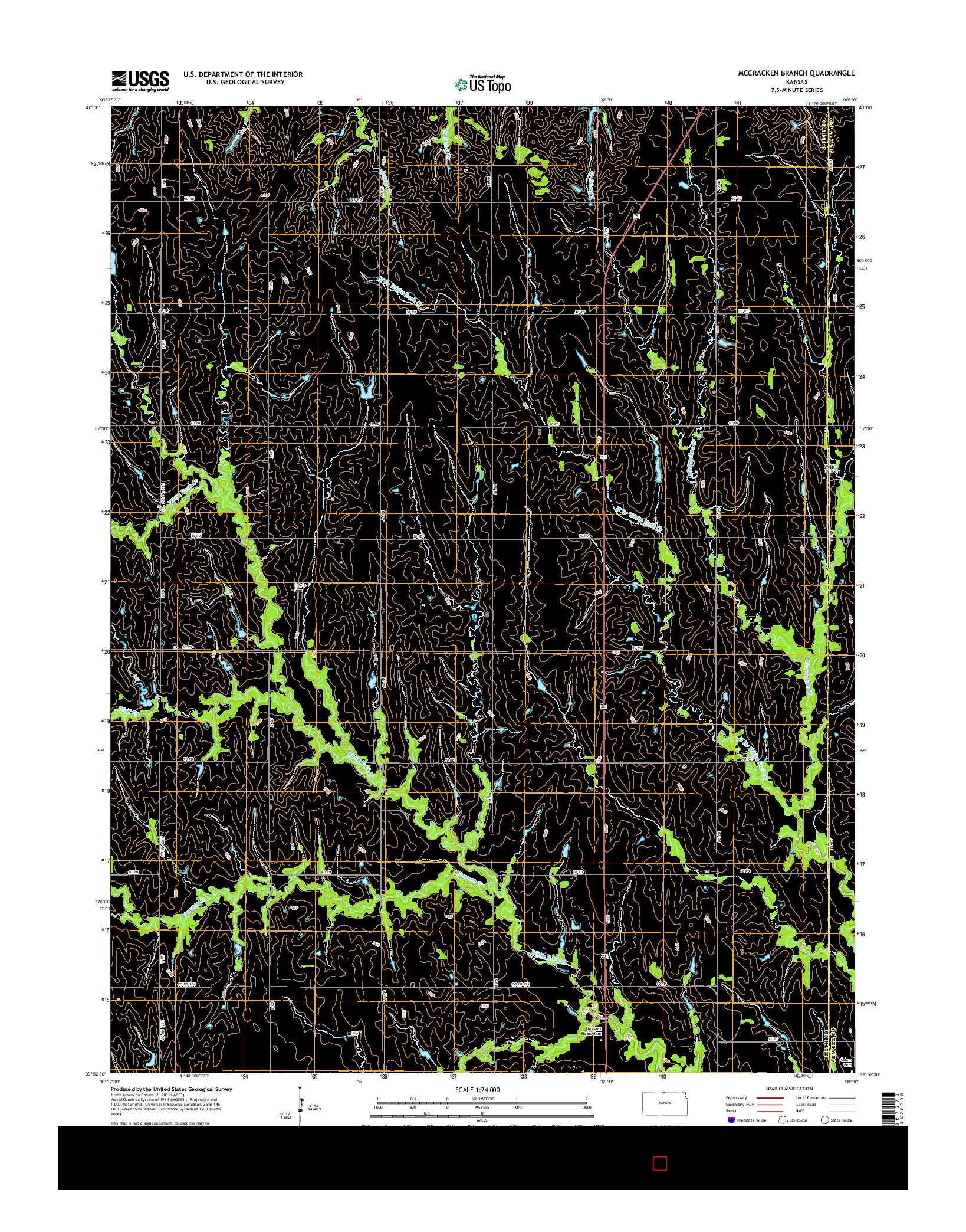 USGS US TOPO 7.5-MINUTE MAP FOR MCCRACKEN BRANCH, KS 2015