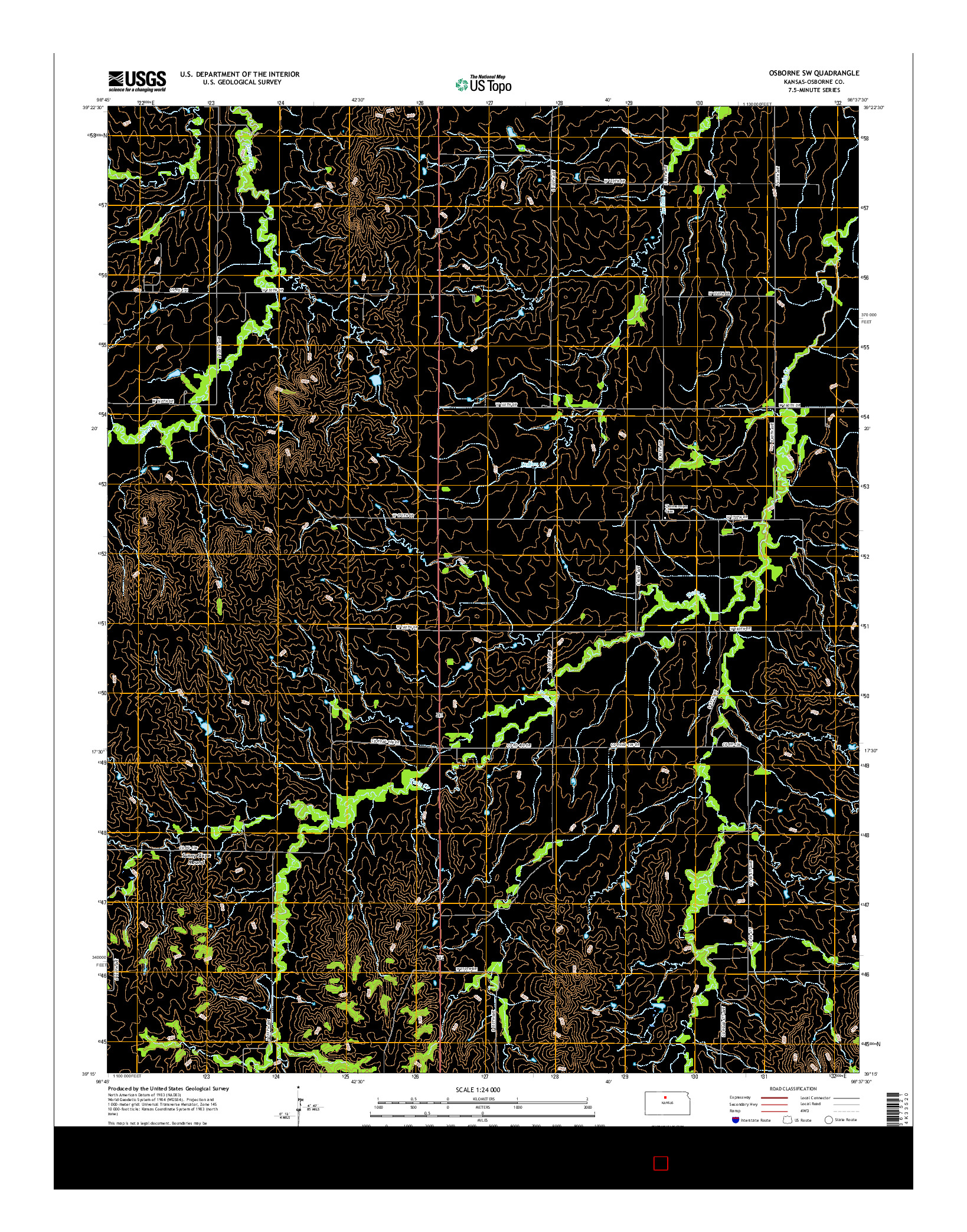 USGS US TOPO 7.5-MINUTE MAP FOR OSBORNE SW, KS 2015