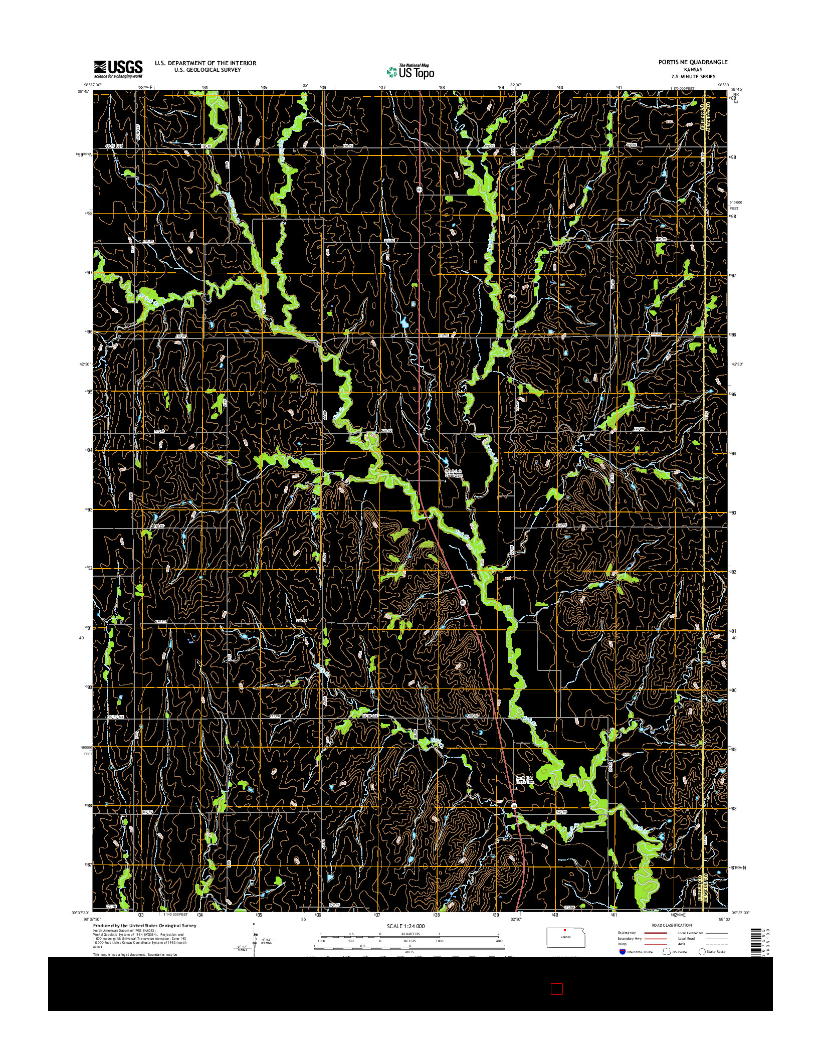 USGS US TOPO 7.5-MINUTE MAP FOR PORTIS NE, KS 2015