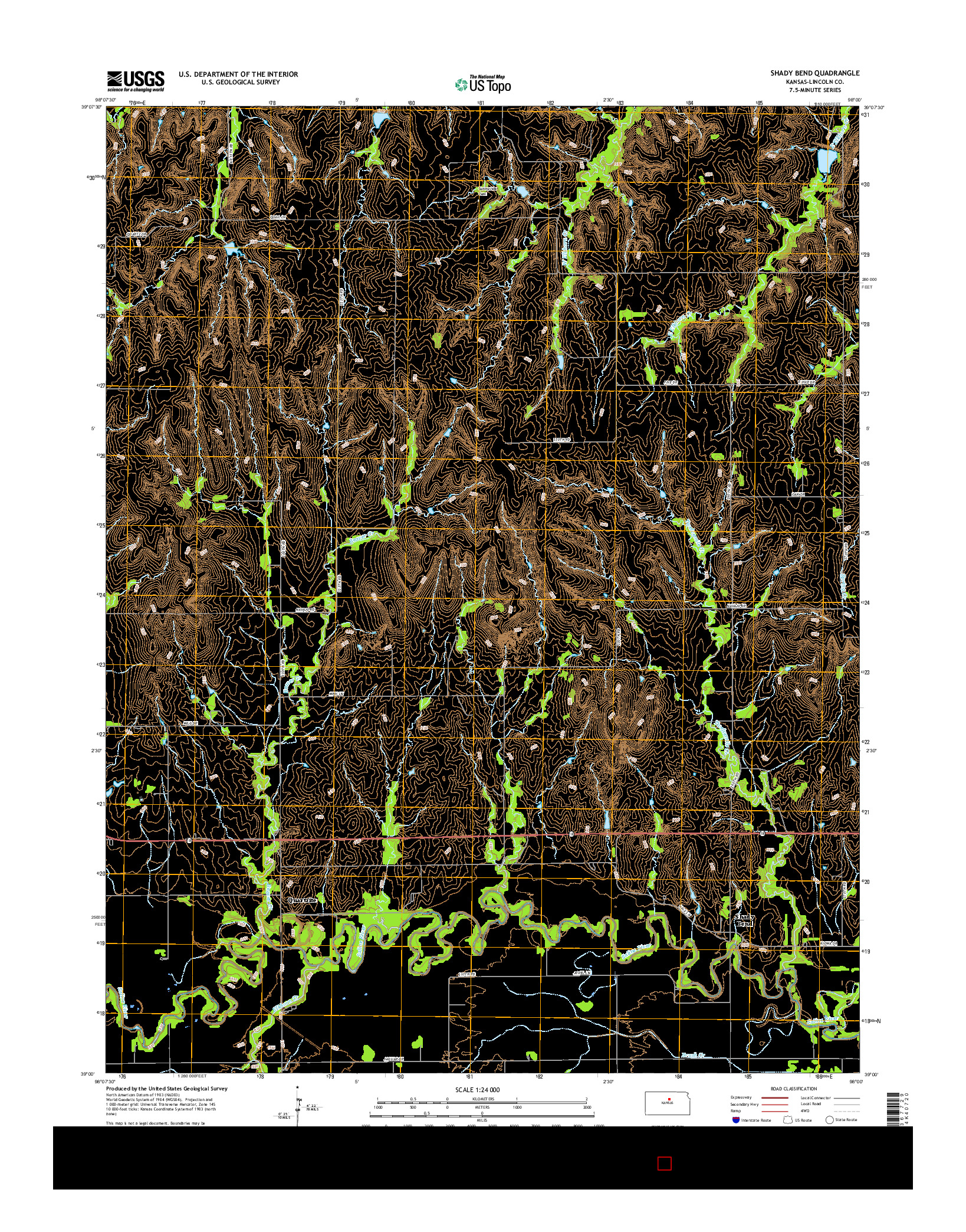 USGS US TOPO 7.5-MINUTE MAP FOR SHADY BEND, KS 2015