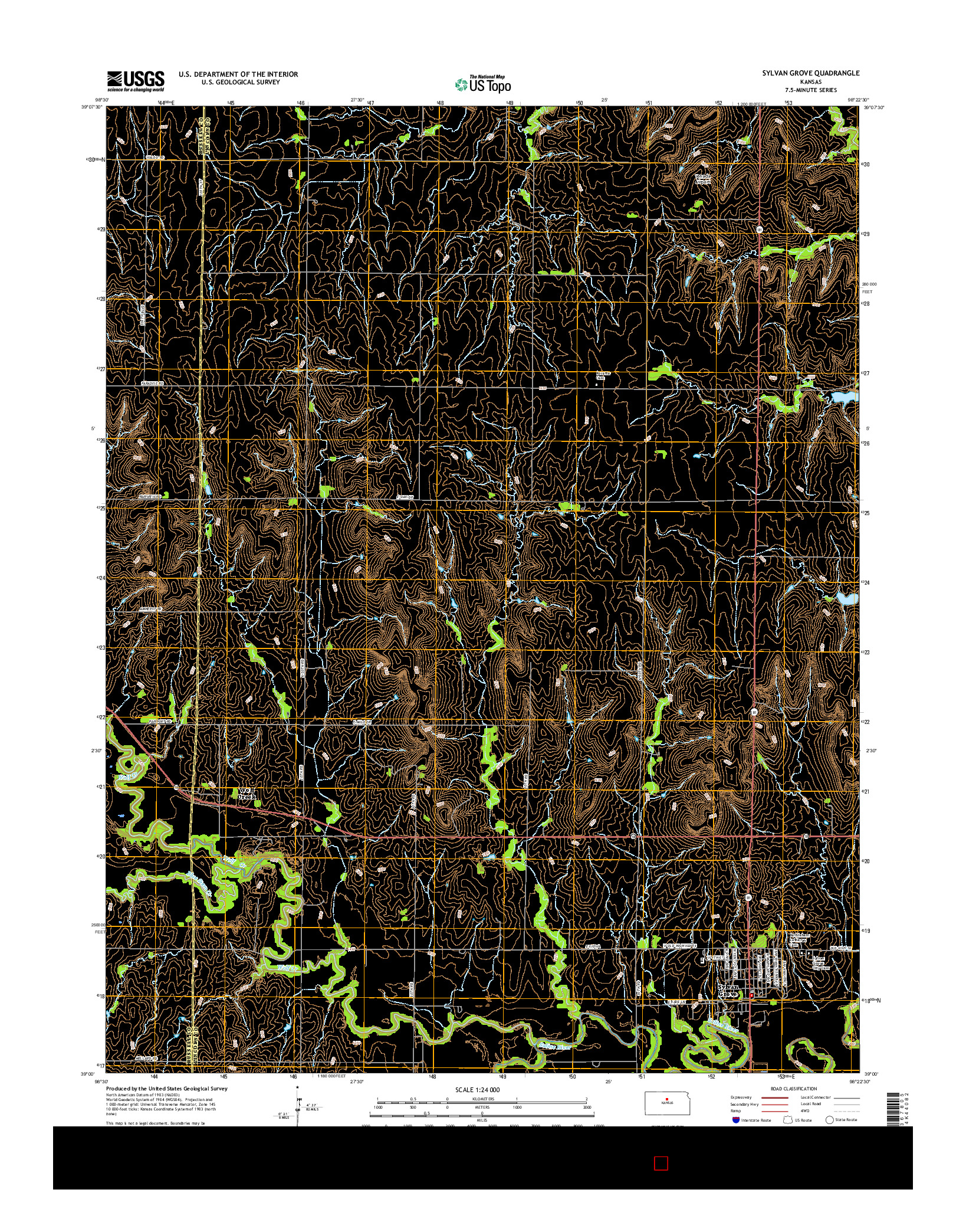 USGS US TOPO 7.5-MINUTE MAP FOR SYLVAN GROVE, KS 2015