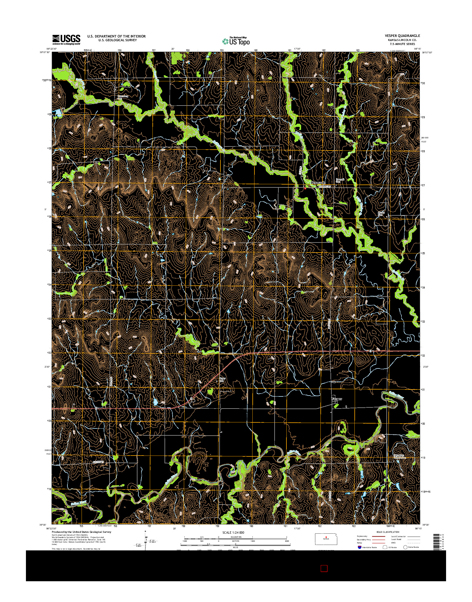 USGS US TOPO 7.5-MINUTE MAP FOR VESPER, KS 2015