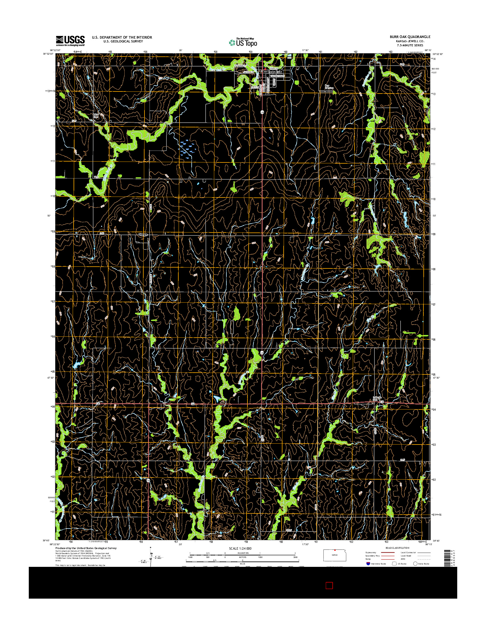 USGS US TOPO 7.5-MINUTE MAP FOR BURR OAK, KS 2015