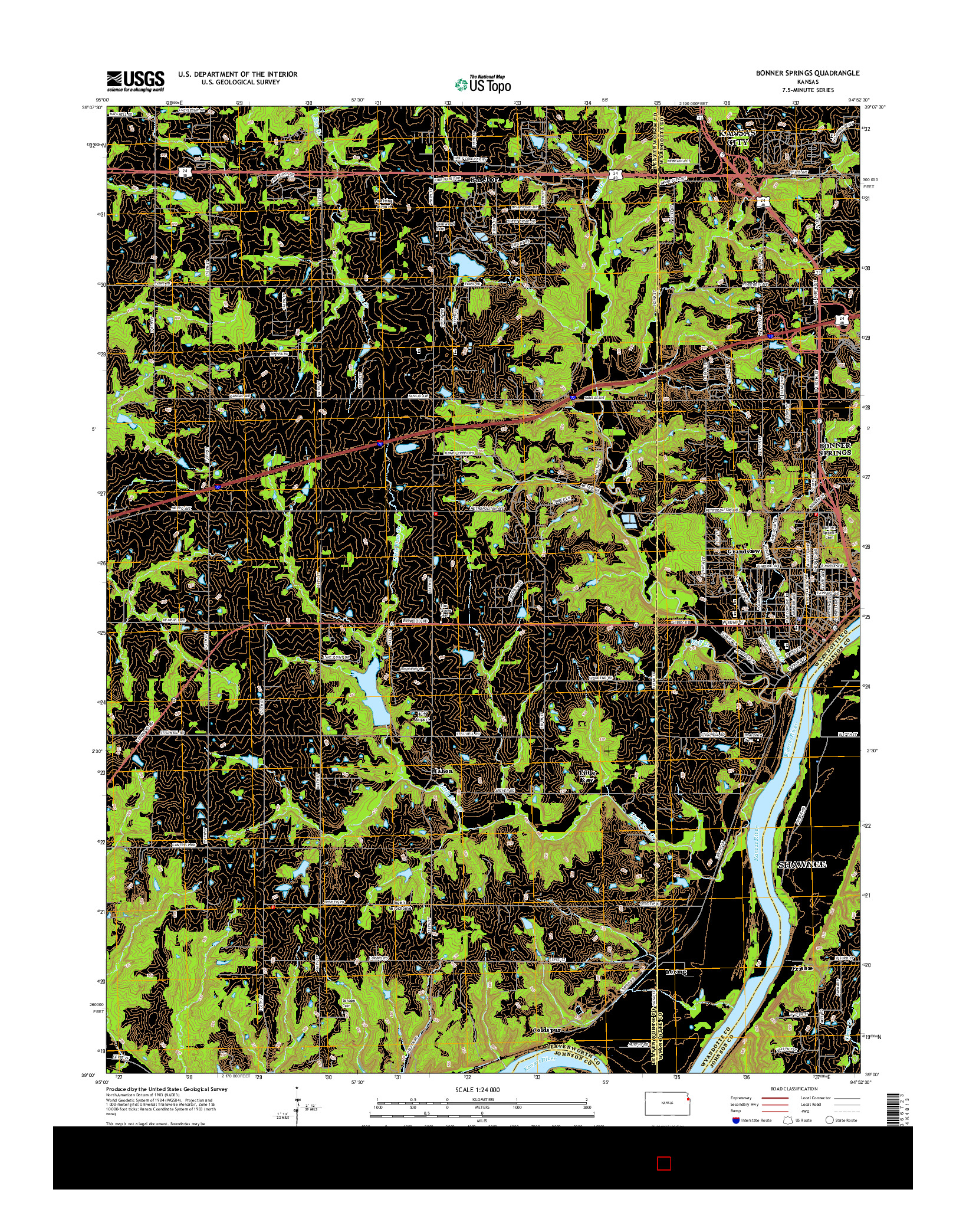 USGS US TOPO 7.5-MINUTE MAP FOR BONNER SPRINGS, KS 2015