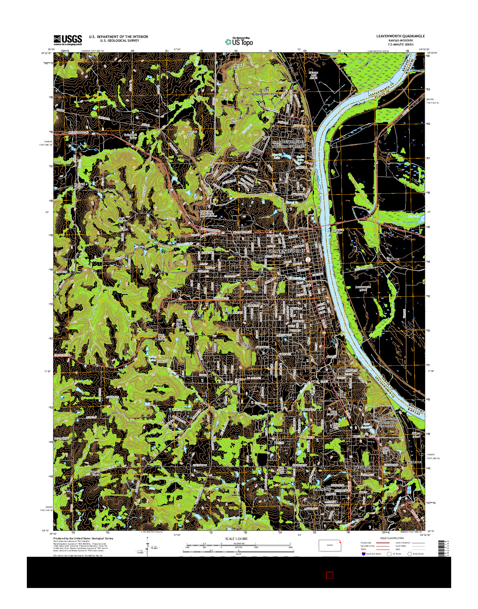 USGS US TOPO 7.5-MINUTE MAP FOR LEAVENWORTH, KS-MO 2015