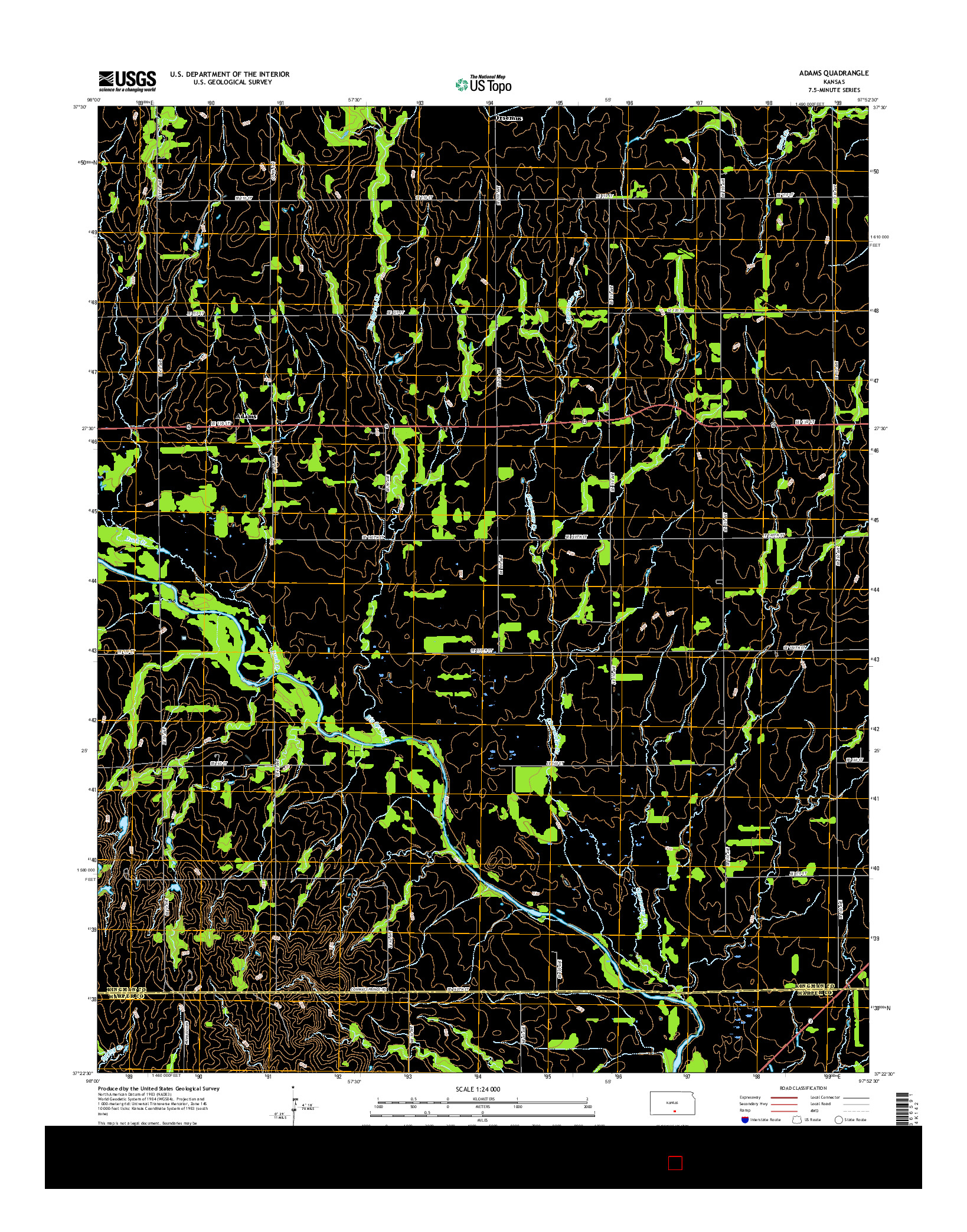USGS US TOPO 7.5-MINUTE MAP FOR ADAMS, KS 2015