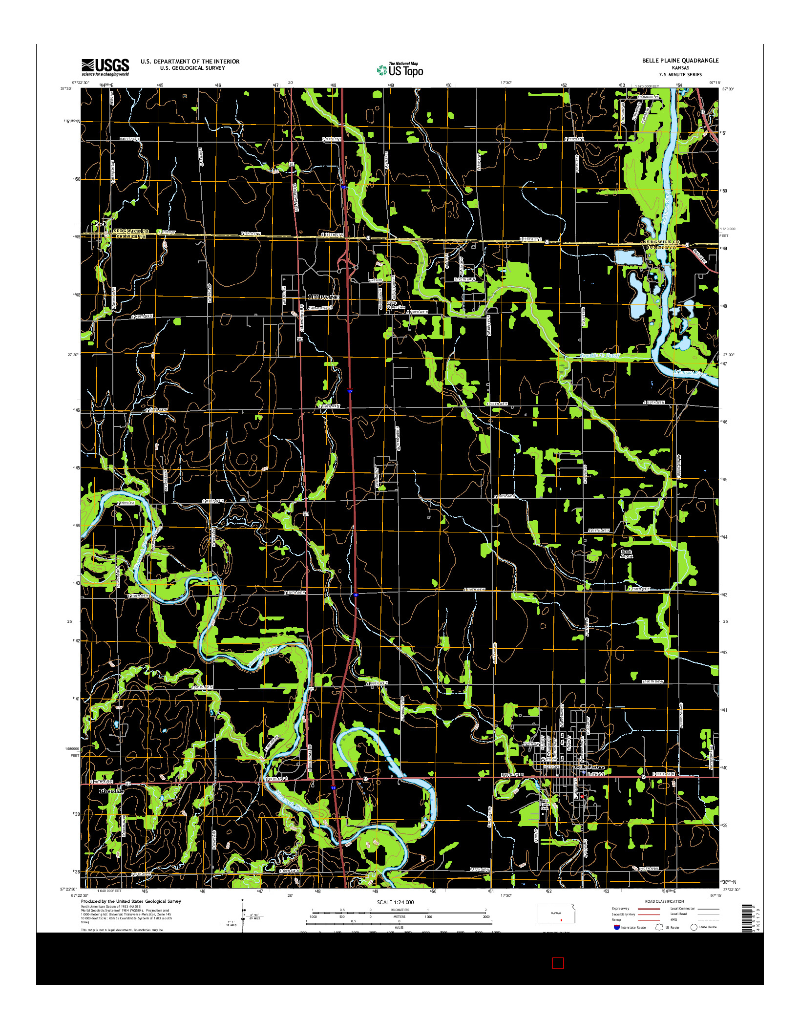 USGS US TOPO 7.5-MINUTE MAP FOR BELLE PLAINE, KS 2015