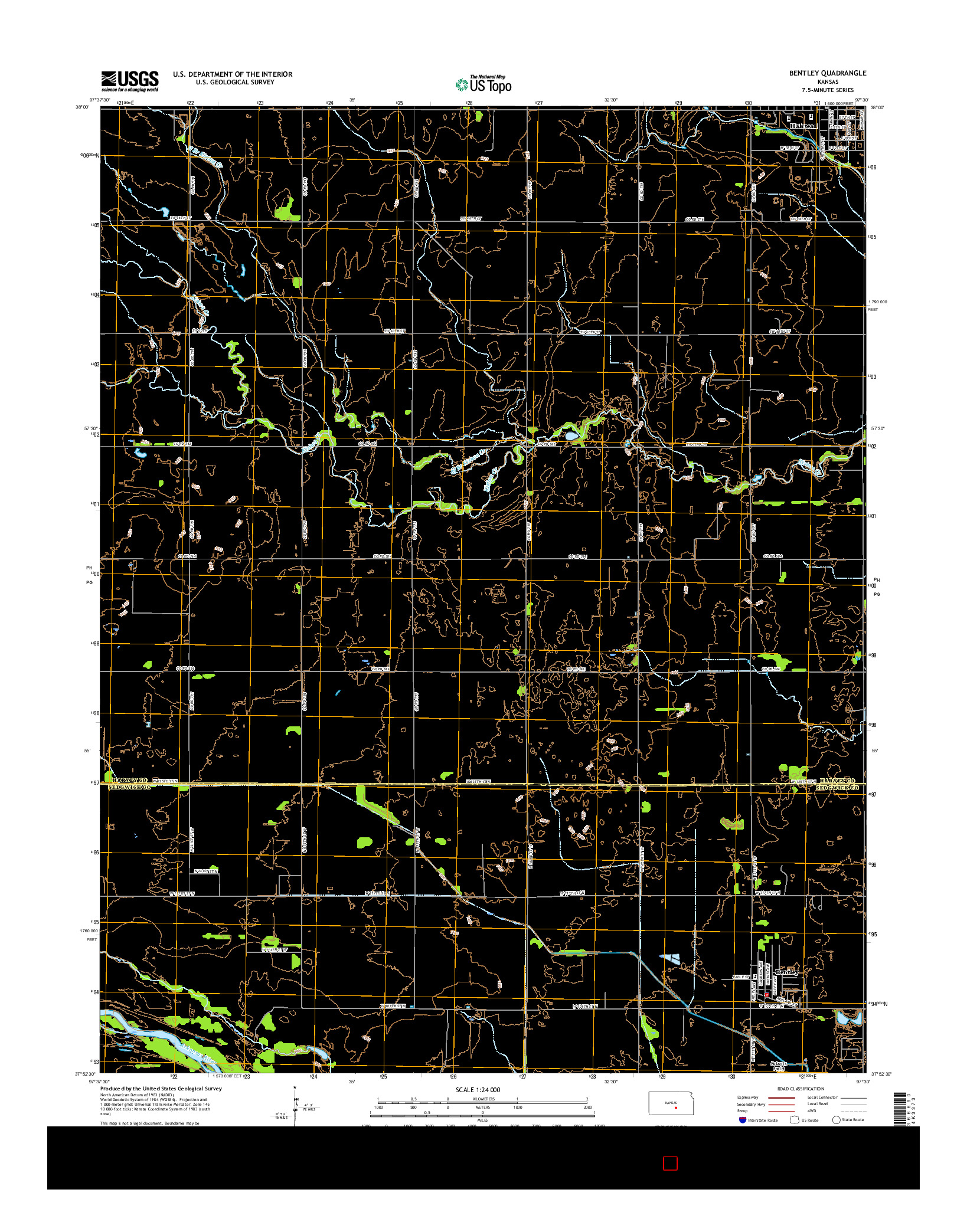 USGS US TOPO 7.5-MINUTE MAP FOR BENTLEY, KS 2015