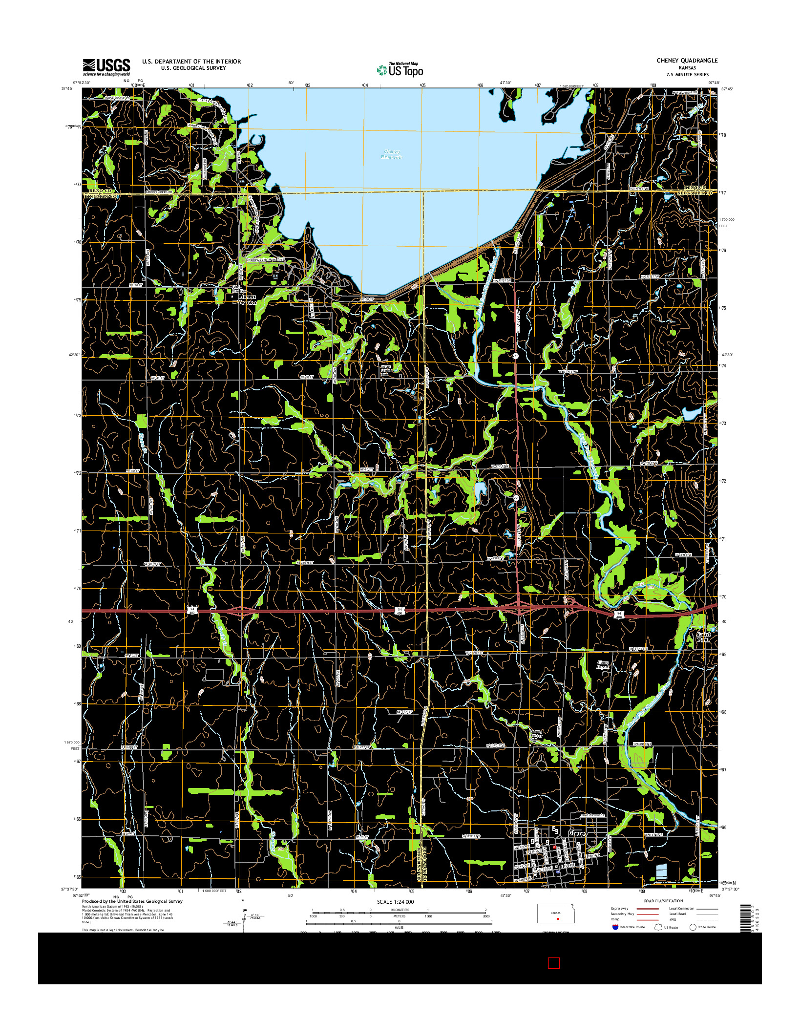 USGS US TOPO 7.5-MINUTE MAP FOR CHENEY, KS 2015