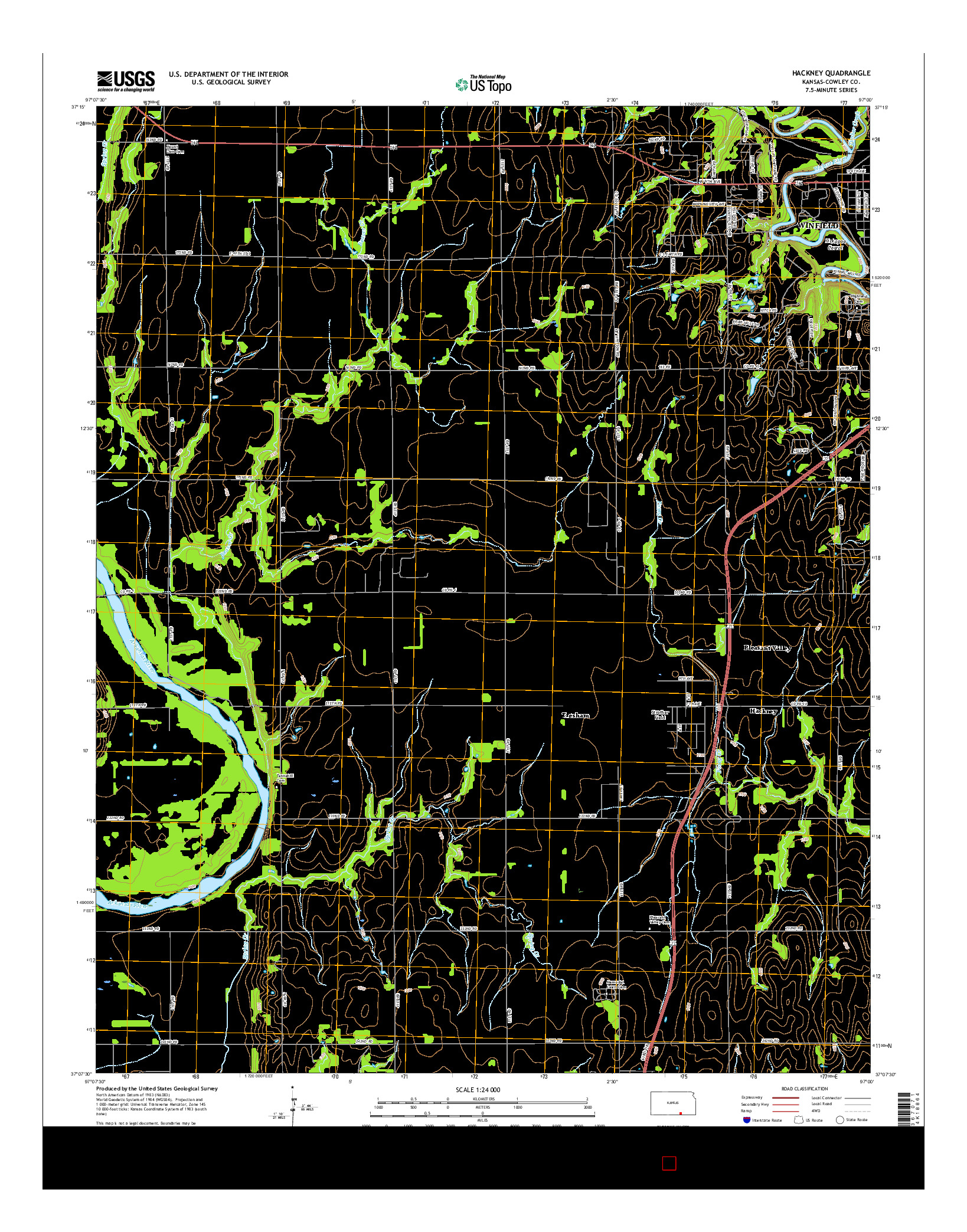 USGS US TOPO 7.5-MINUTE MAP FOR HACKNEY, KS 2015