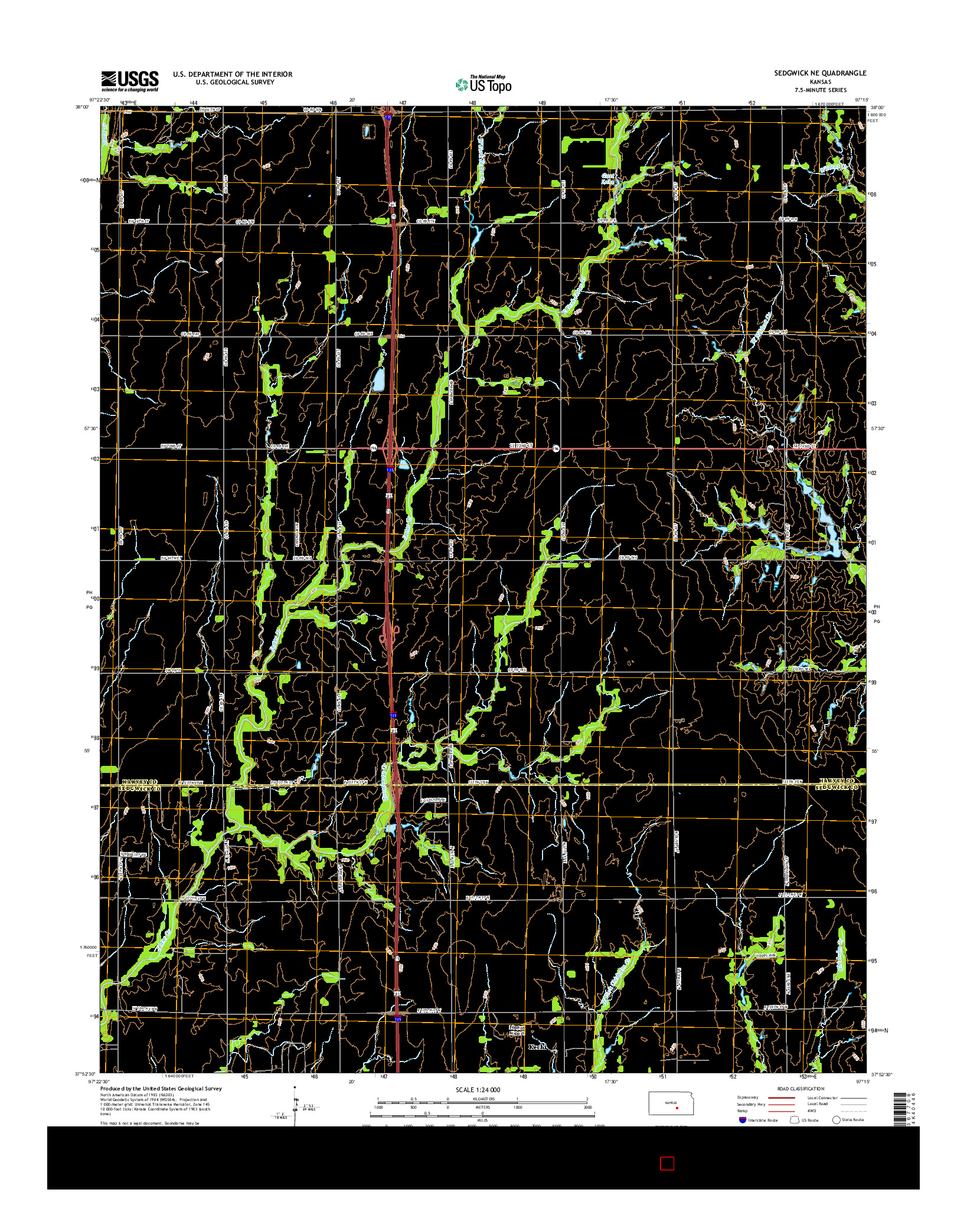 USGS US TOPO 7.5-MINUTE MAP FOR SEDGWICK NE, KS 2015