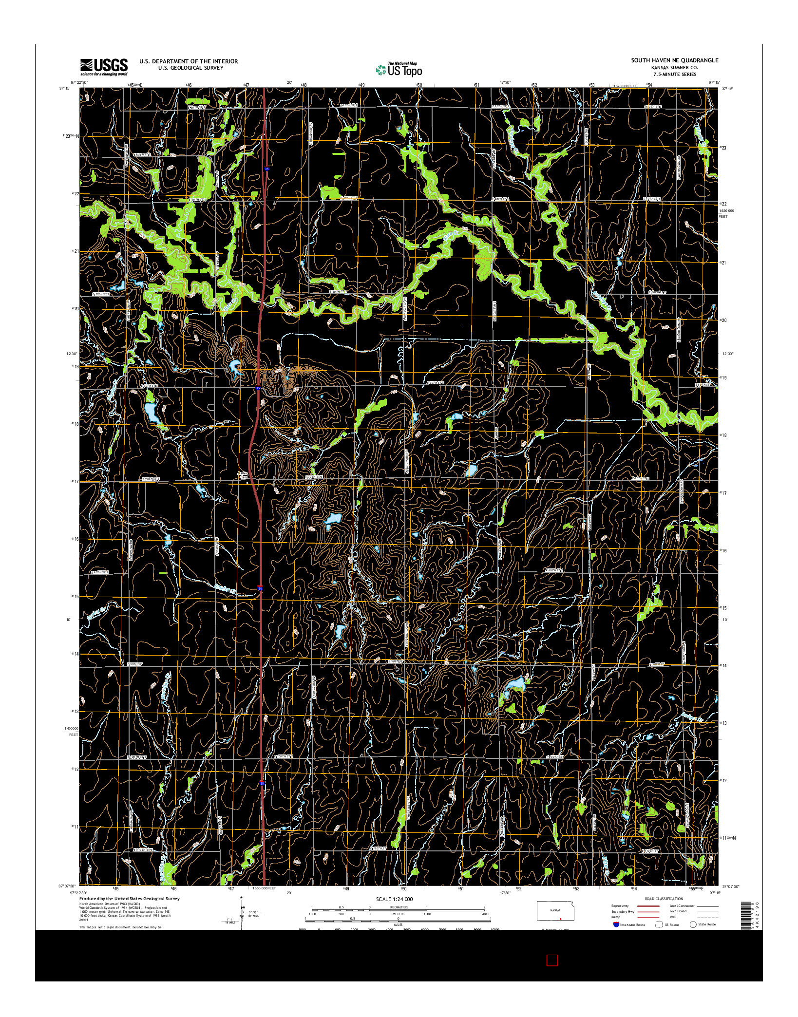 USGS US TOPO 7.5-MINUTE MAP FOR SOUTH HAVEN NE, KS 2015