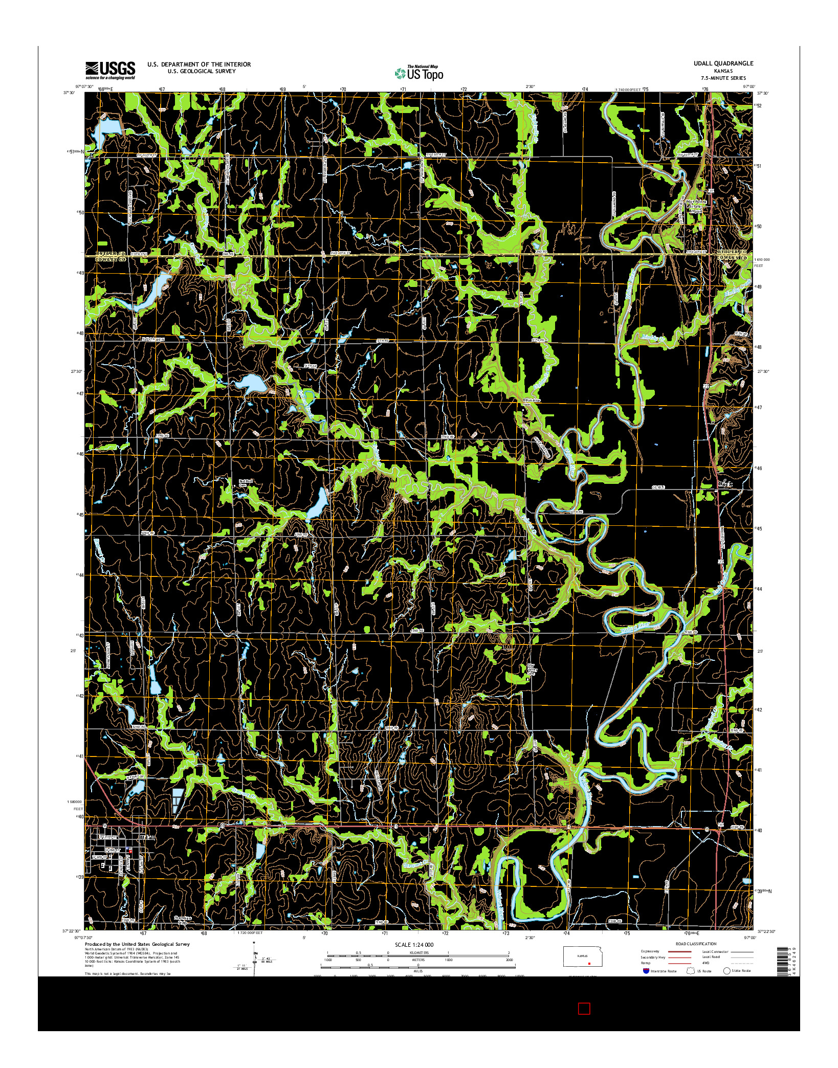 USGS US TOPO 7.5-MINUTE MAP FOR UDALL, KS 2015