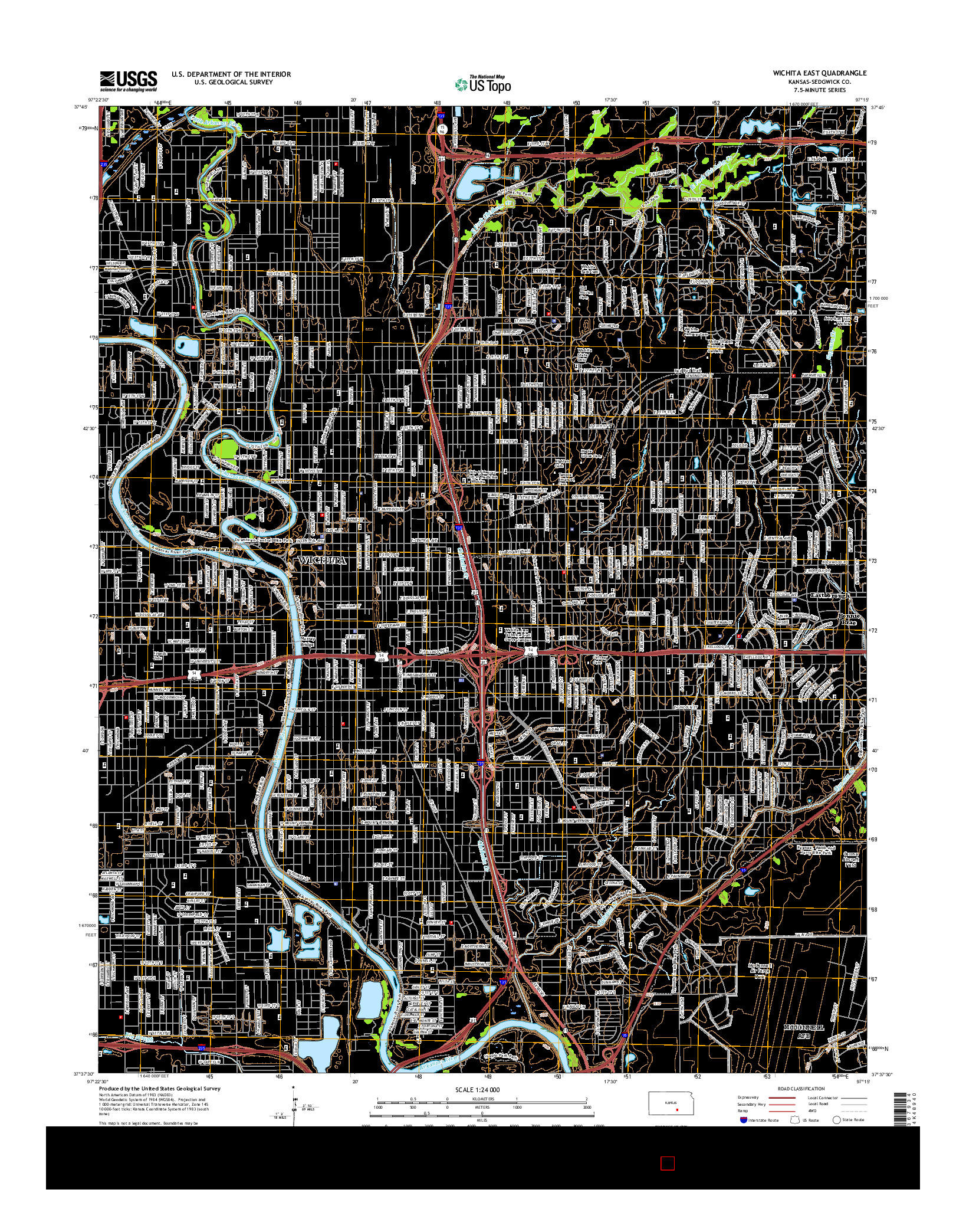 USGS US TOPO 7.5-MINUTE MAP FOR WICHITA EAST, KS 2015