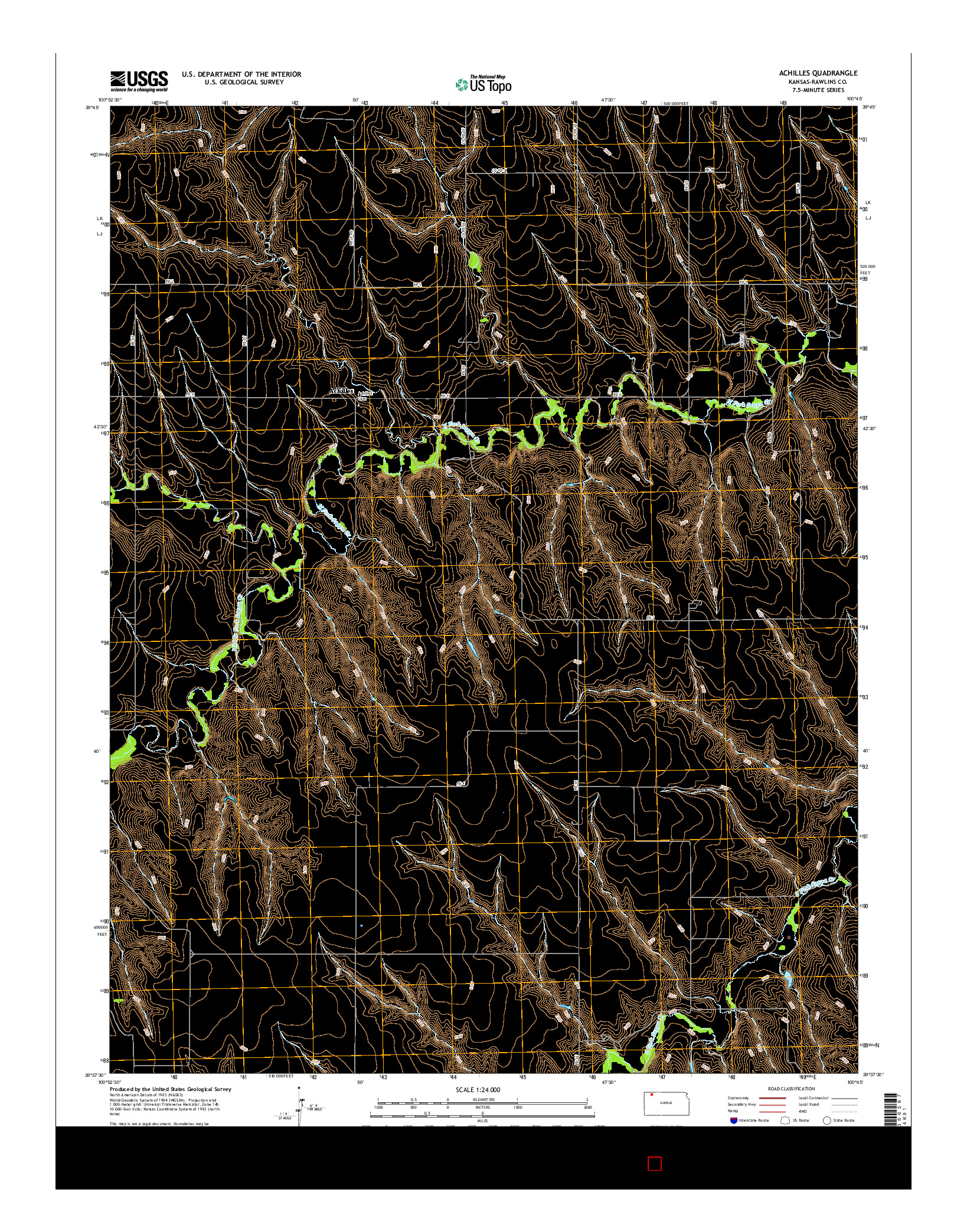 USGS US TOPO 7.5-MINUTE MAP FOR ACHILLES, KS 2015