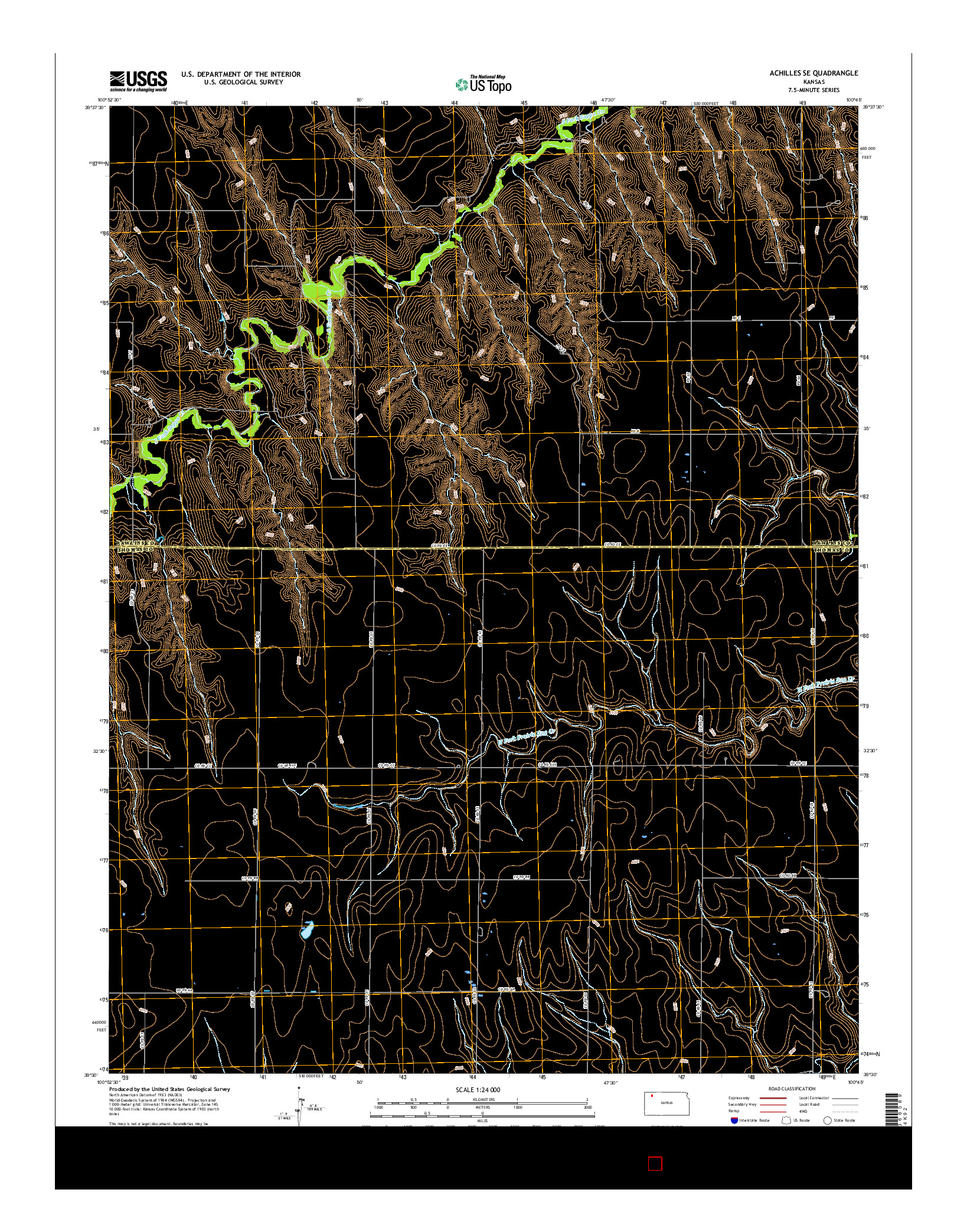 USGS US TOPO 7.5-MINUTE MAP FOR ACHILLES SE, KS 2015