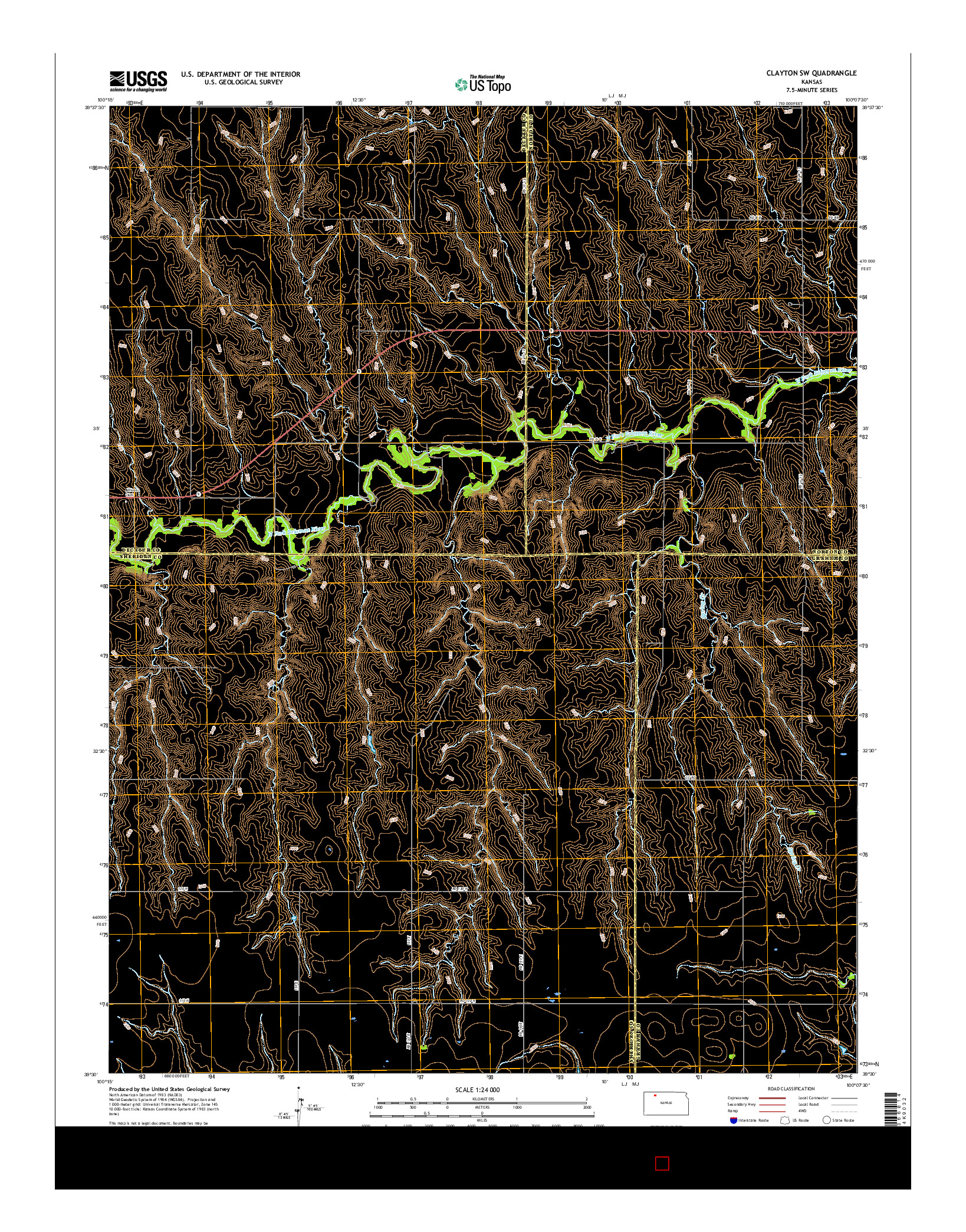 USGS US TOPO 7.5-MINUTE MAP FOR CLAYTON SW, KS 2015